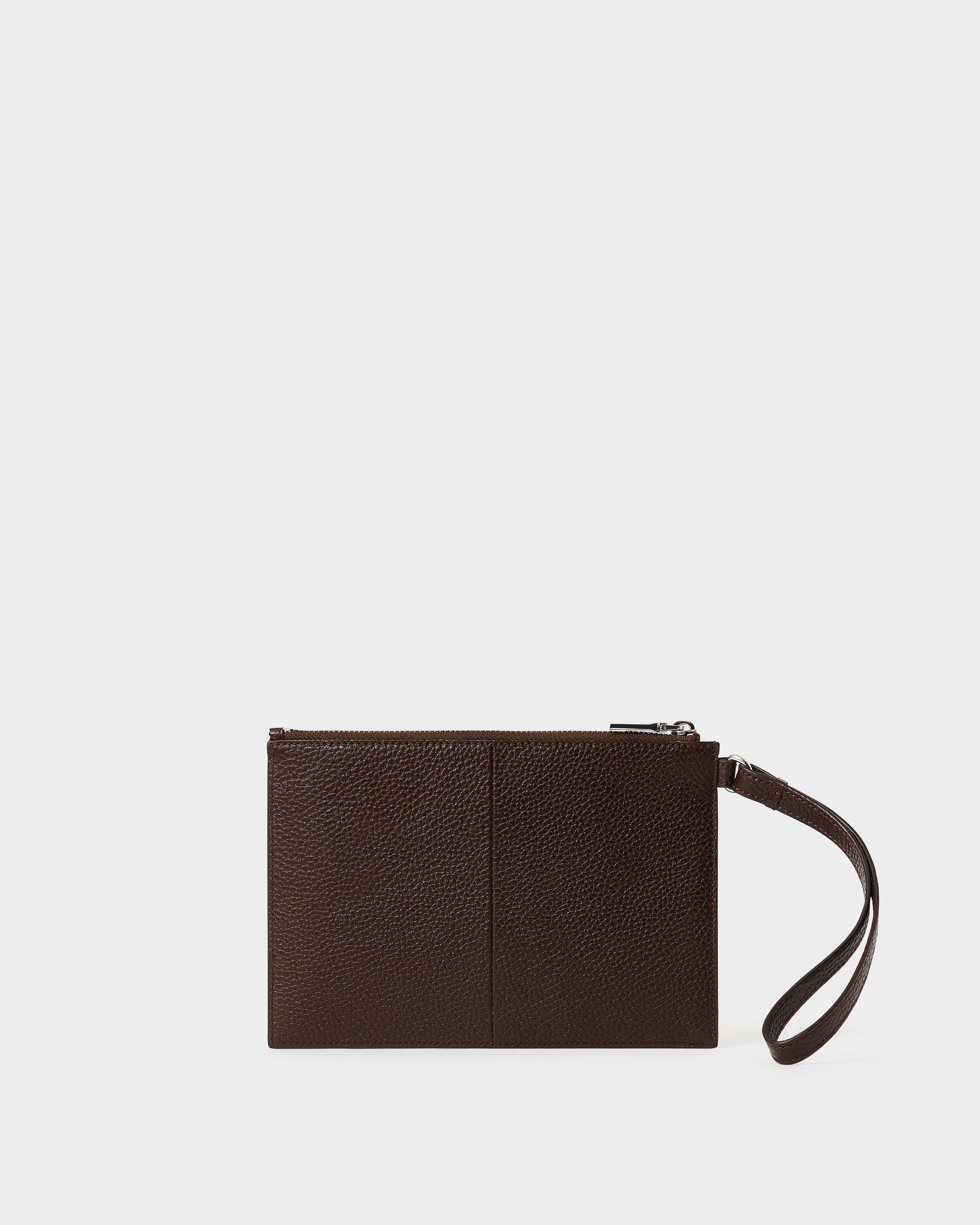 Image number 3 of The Core Large Leather Pouch in Bitter Chocolate