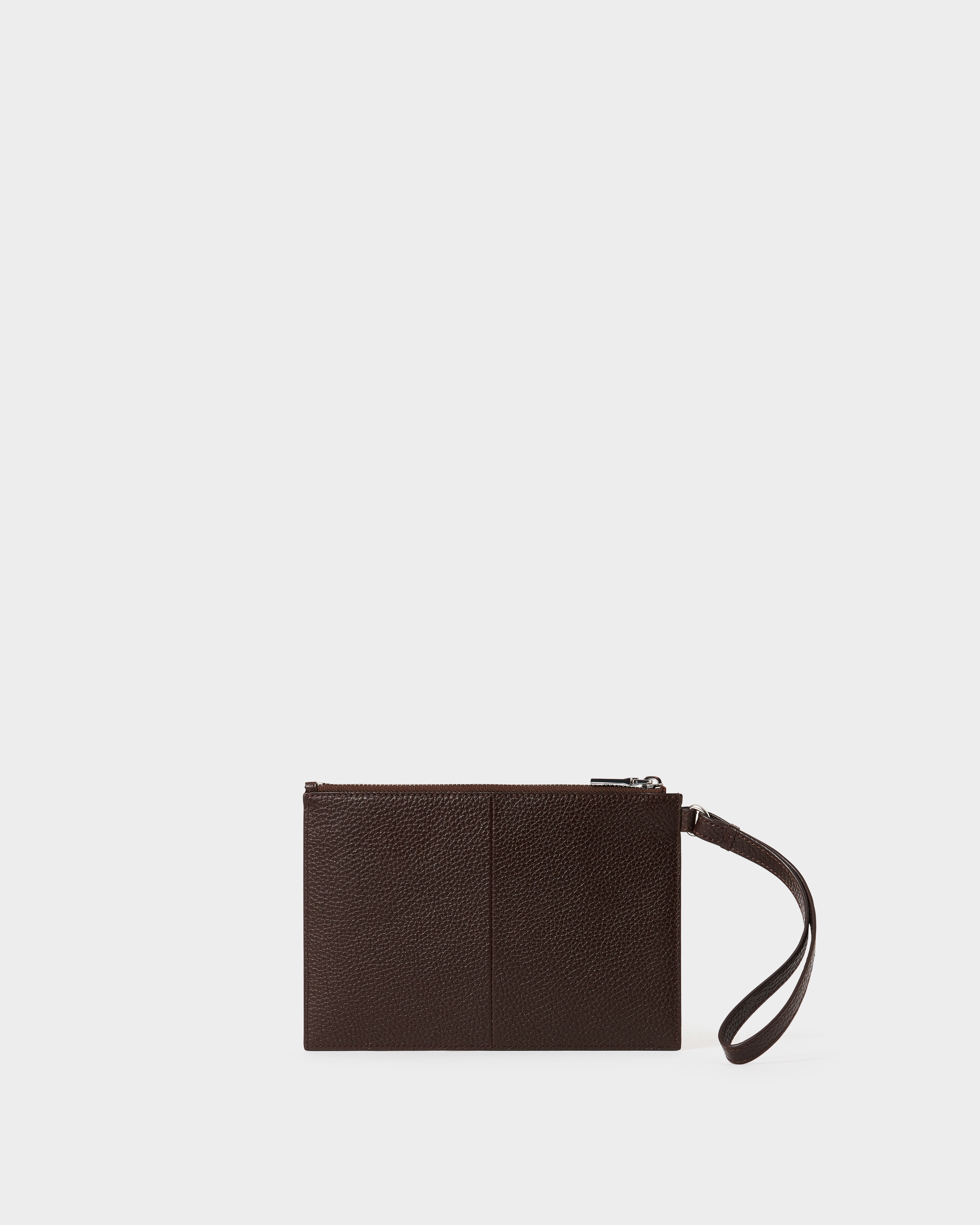 Image number 4 of The Core Large Leather Pouch in Bitter Chocolate