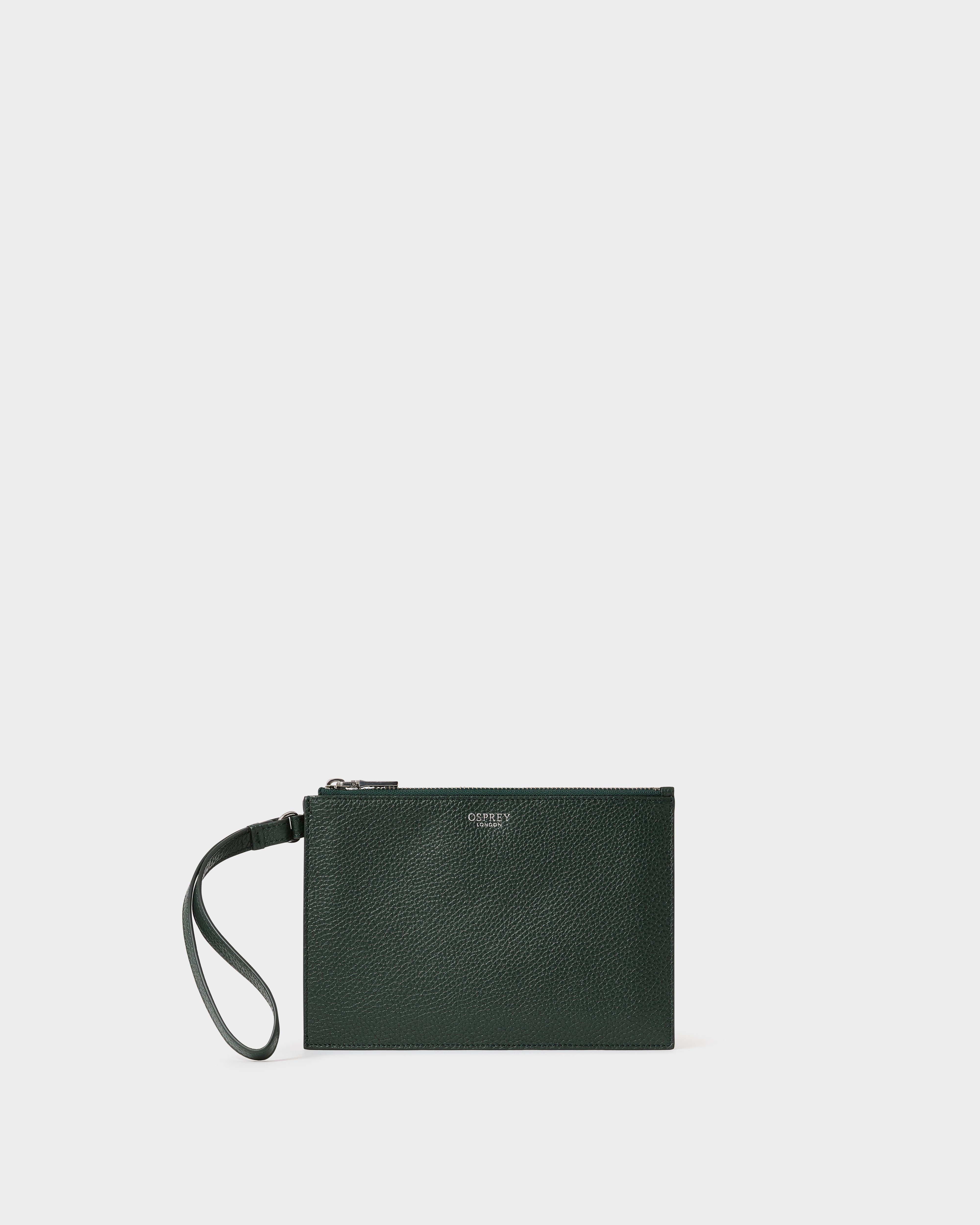 The Core Large Leather Pouch in Forest