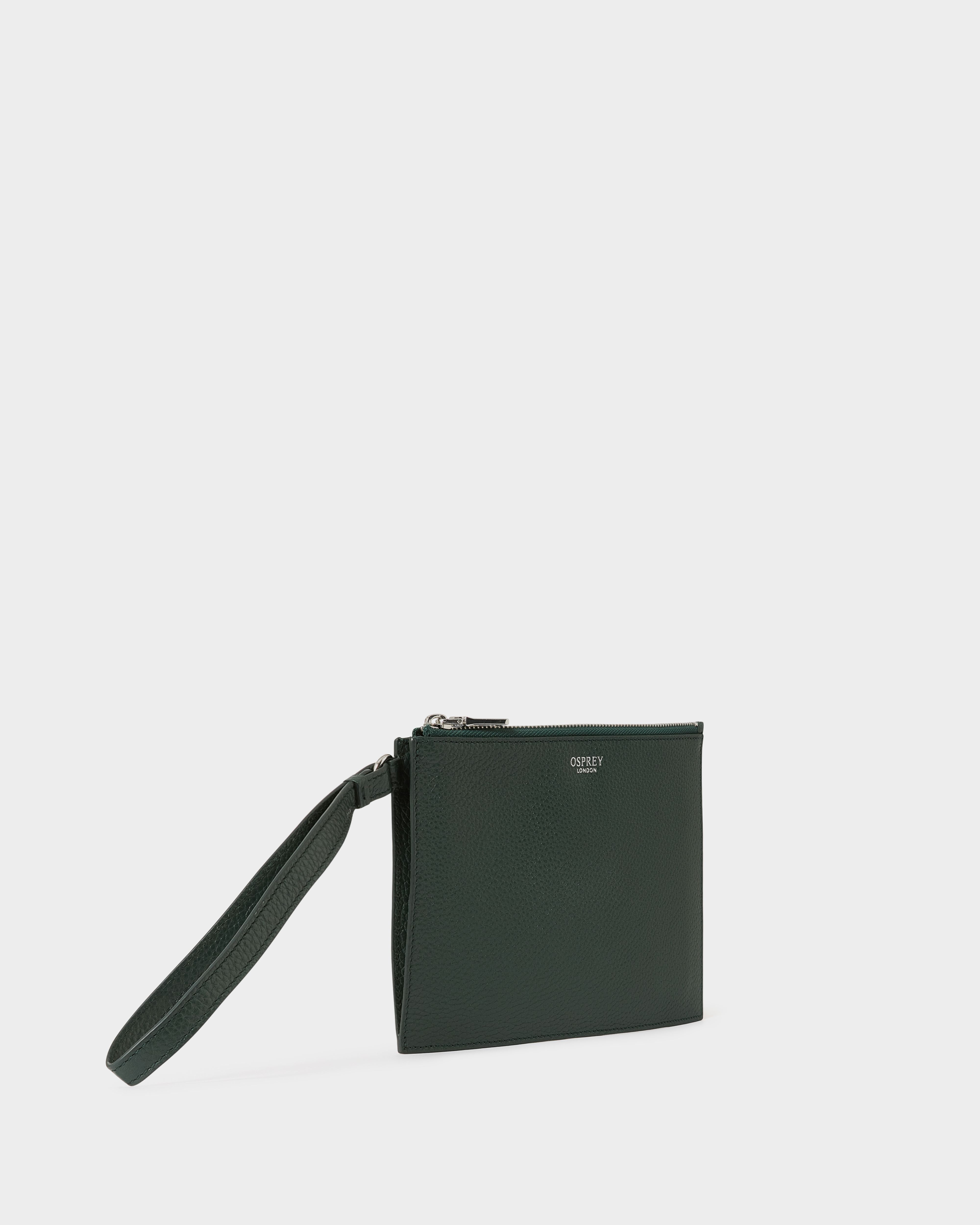 The Core Large Leather Pouch in Forest
