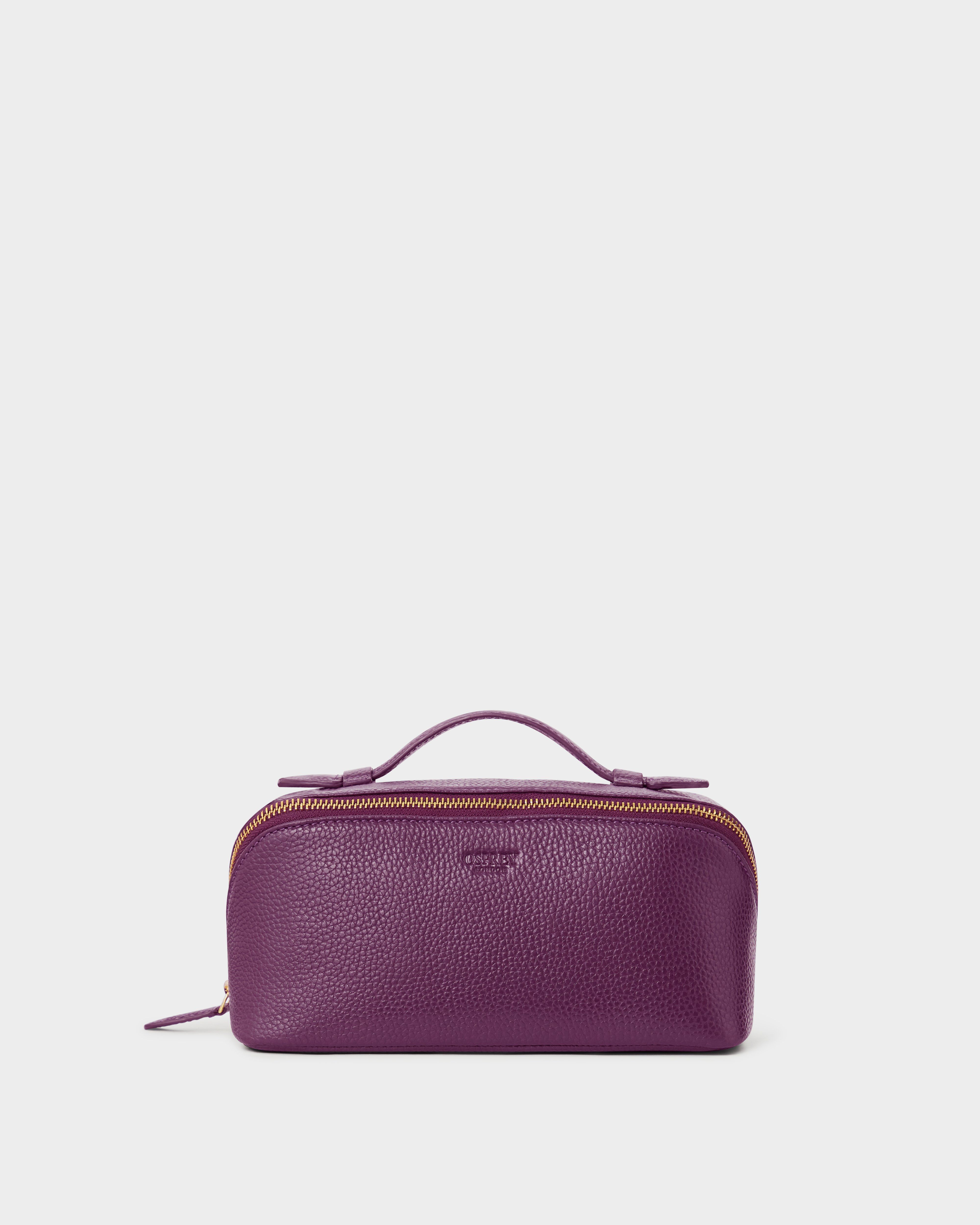 Image number 1 of The Jet Set Leather Washbag in Aubergine
