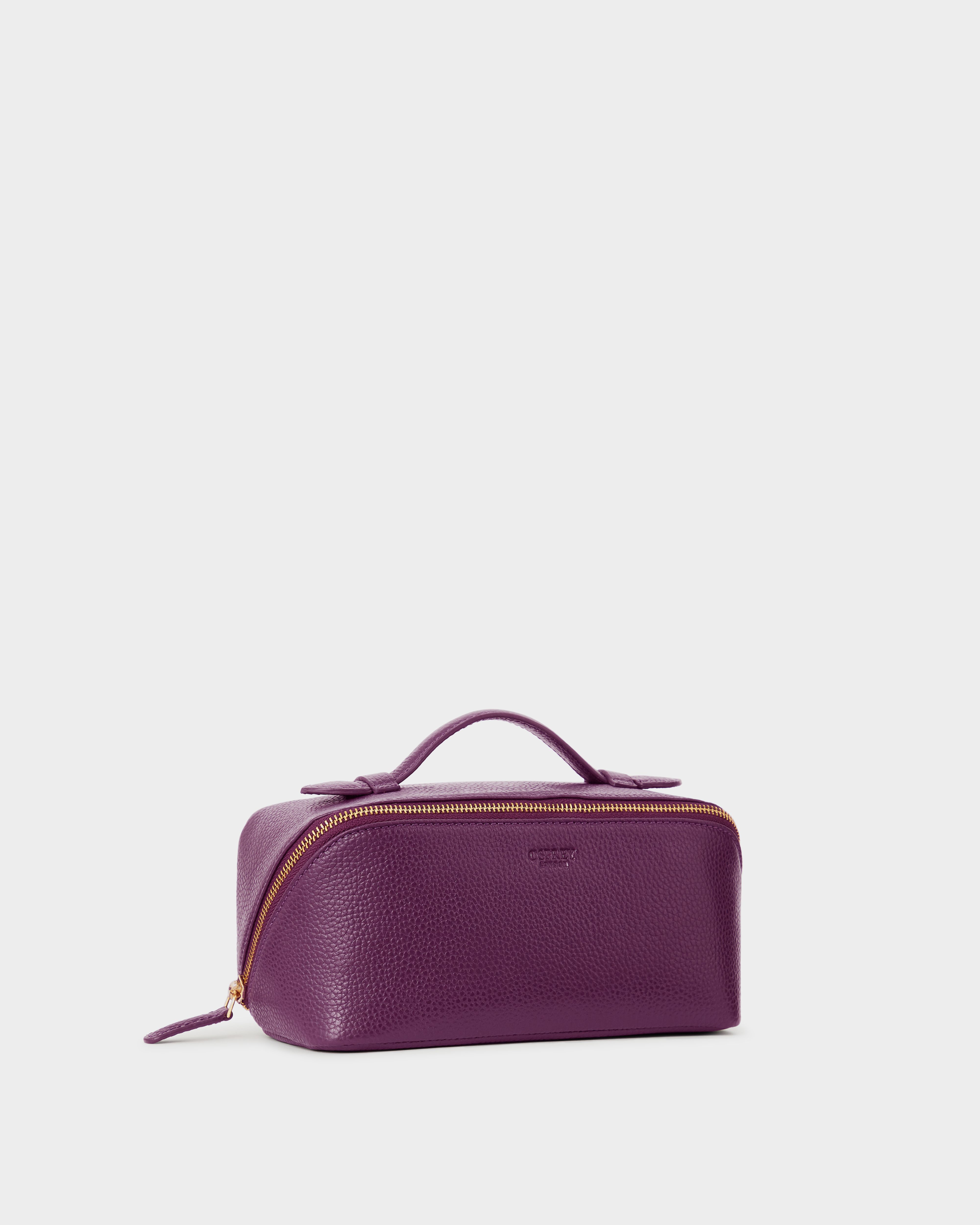 Image number 2 of The Jet Set Leather Washbag in Aubergine