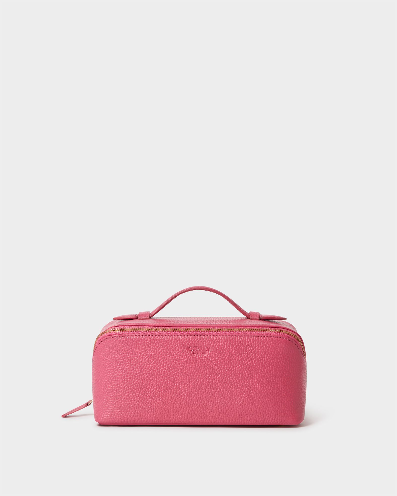 The Jet Set Leather Washbag in Hot Pink