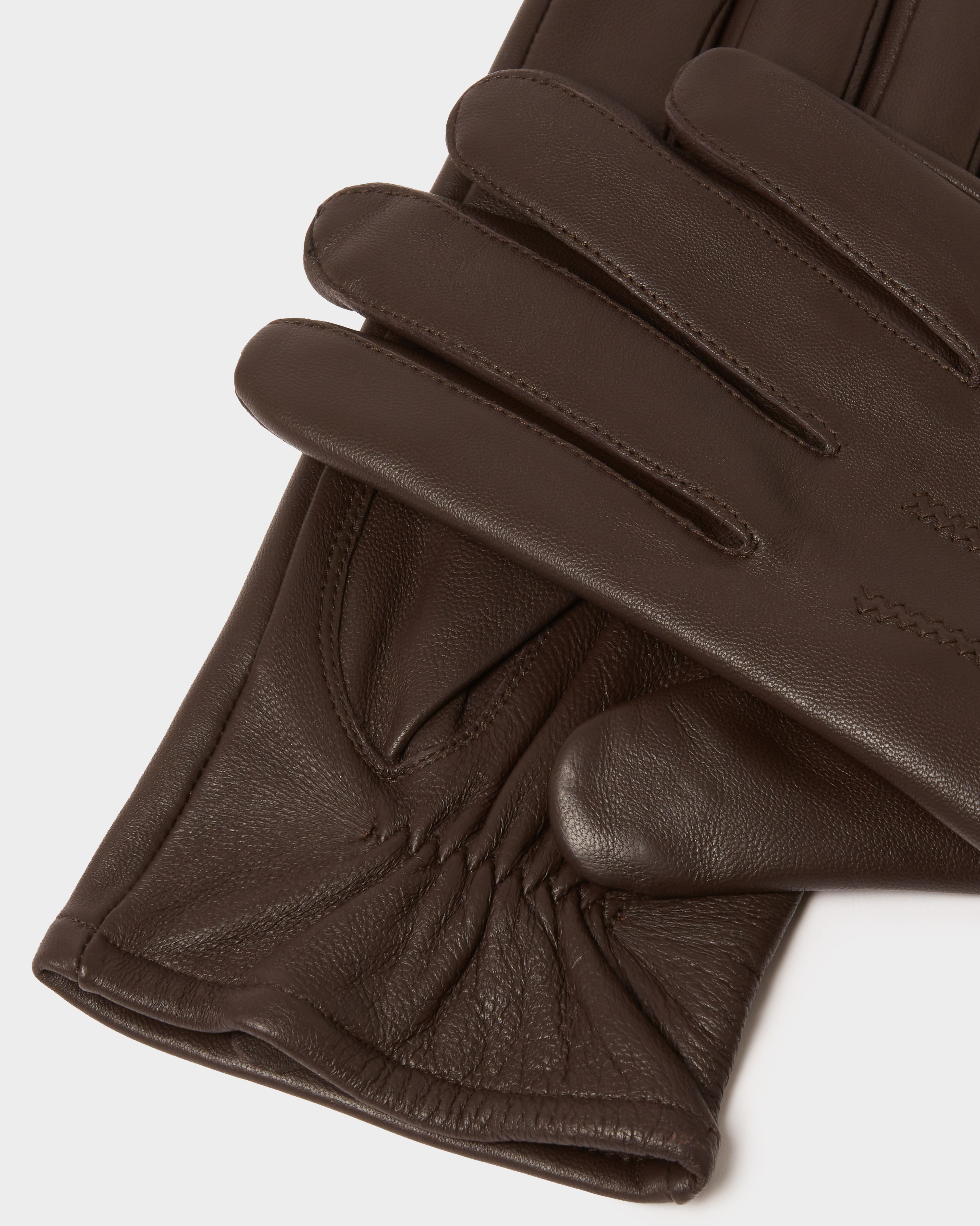 Image number 4 of Benedict Mens Leather Gloves in Chocolate