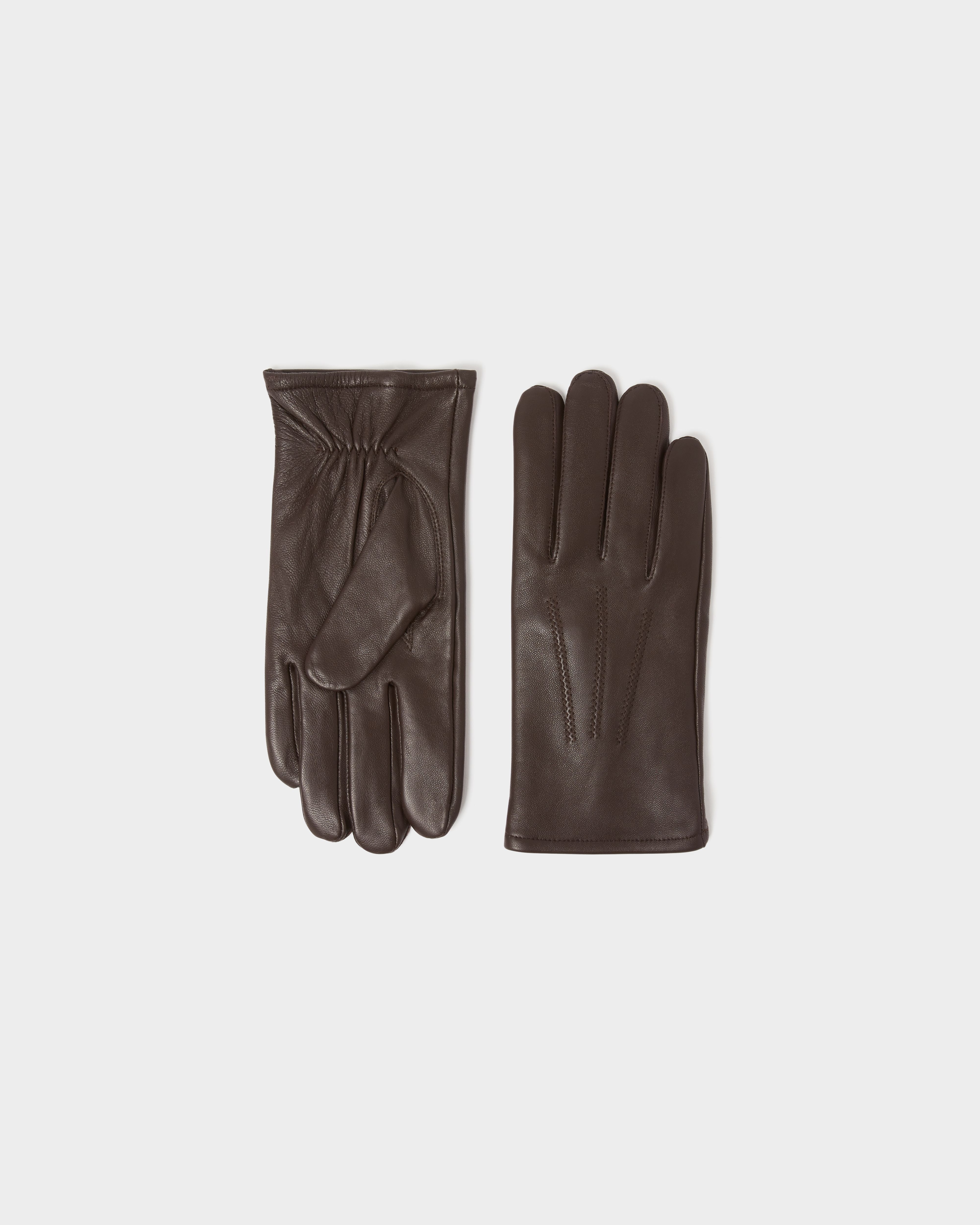Image number 3 of Benedict Mens Leather Gloves in Chocolate