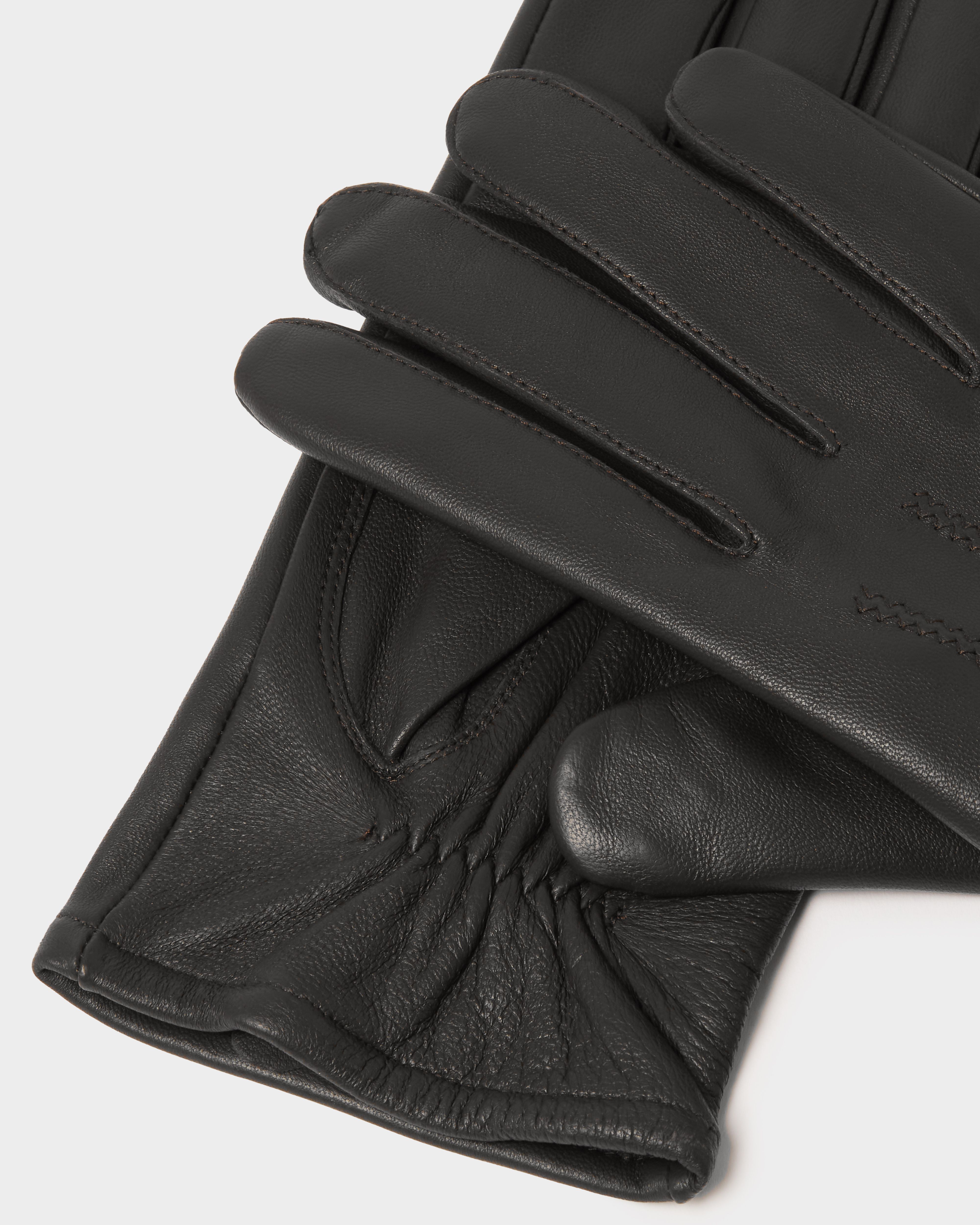 Image number 4 of Benedict Mens Leather Gloves in Black