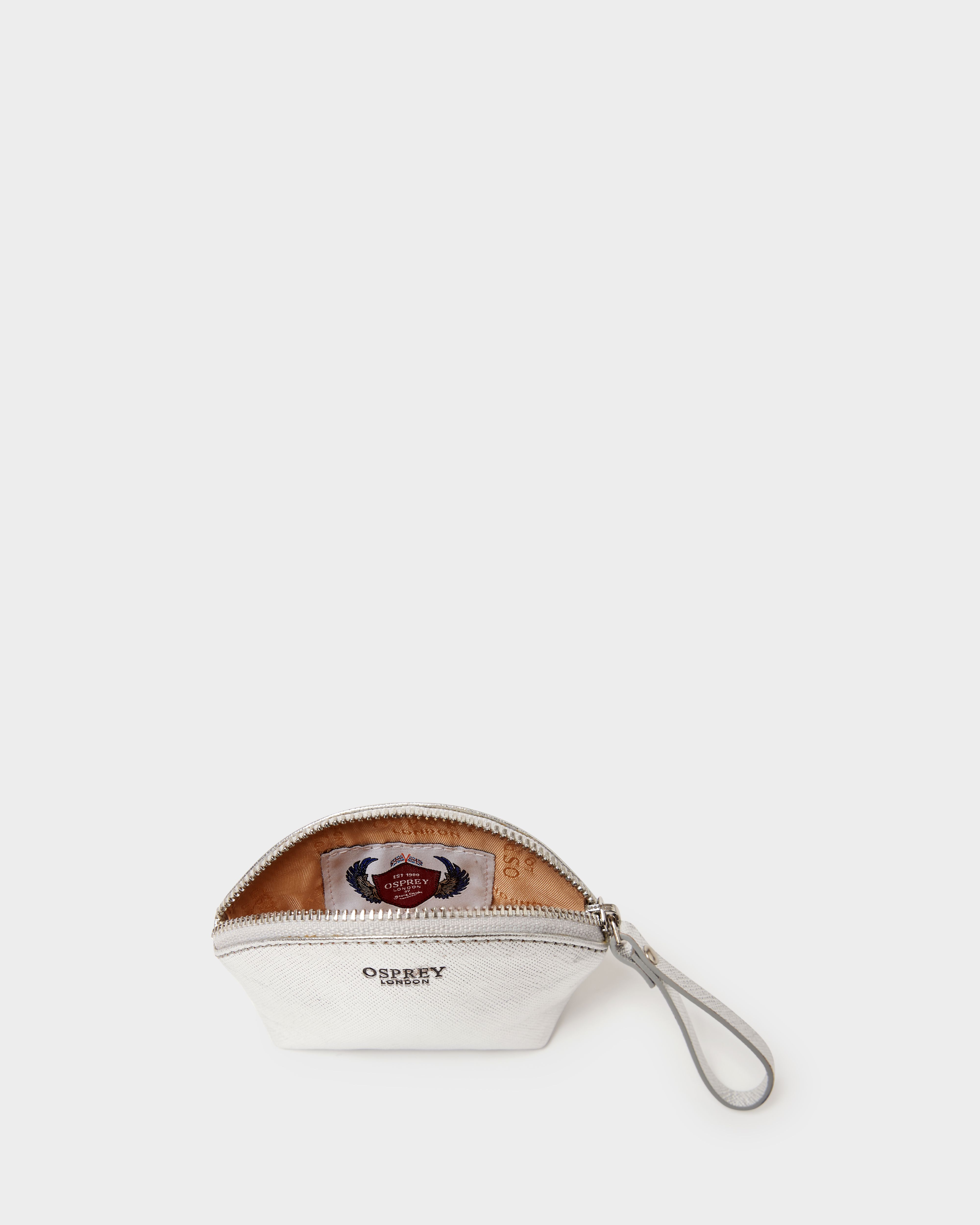 Image number 5 of The Neptune Leather Mirror Card Holder and Small Pouch in Metallic Silver
