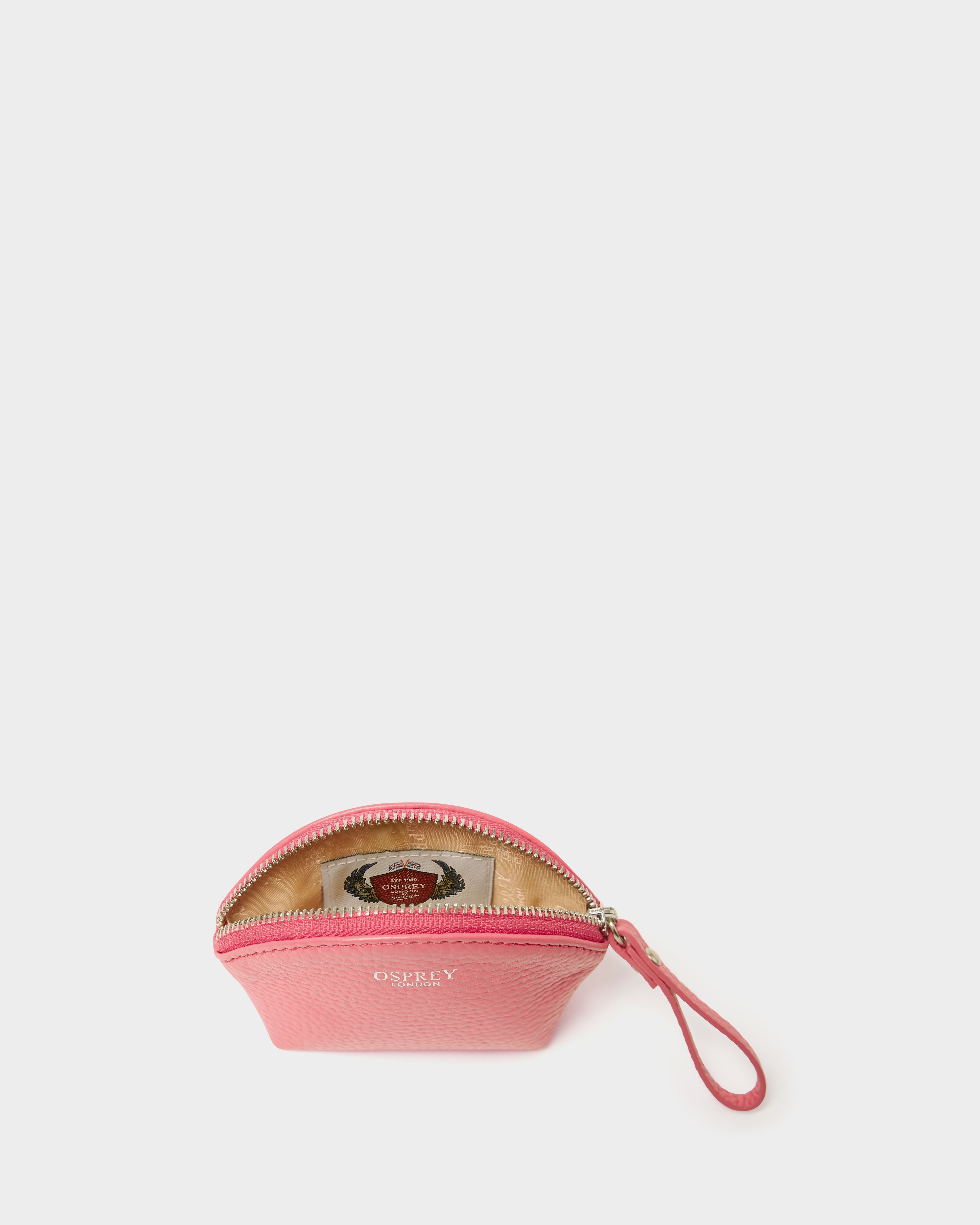 Image number 6 of The Neptune Leather Mirror Card Holder and Small Pouch in Hot Pink