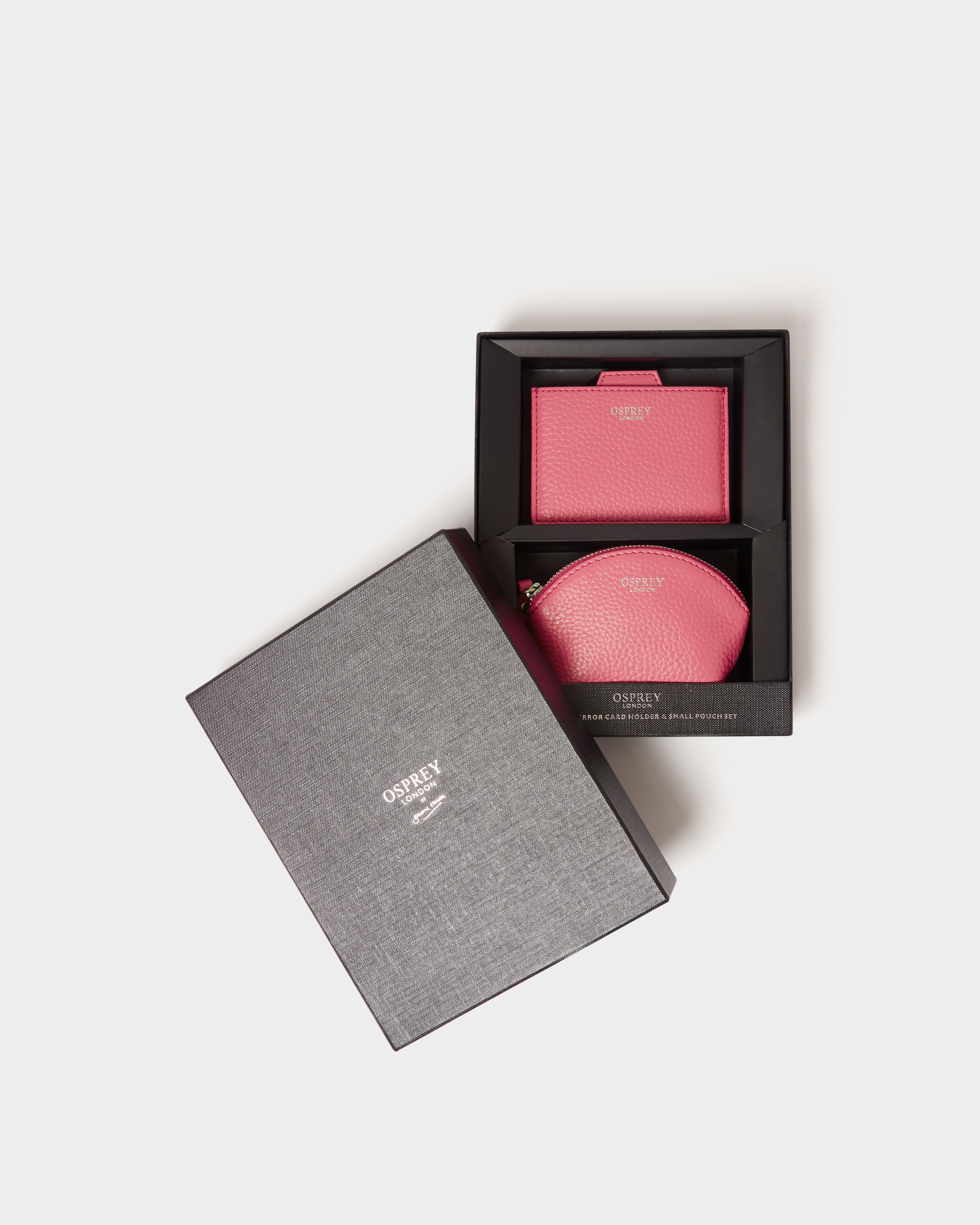 Image number 2 of The Neptune Leather Mirror Card Holder and Small Pouch in Hot Pink