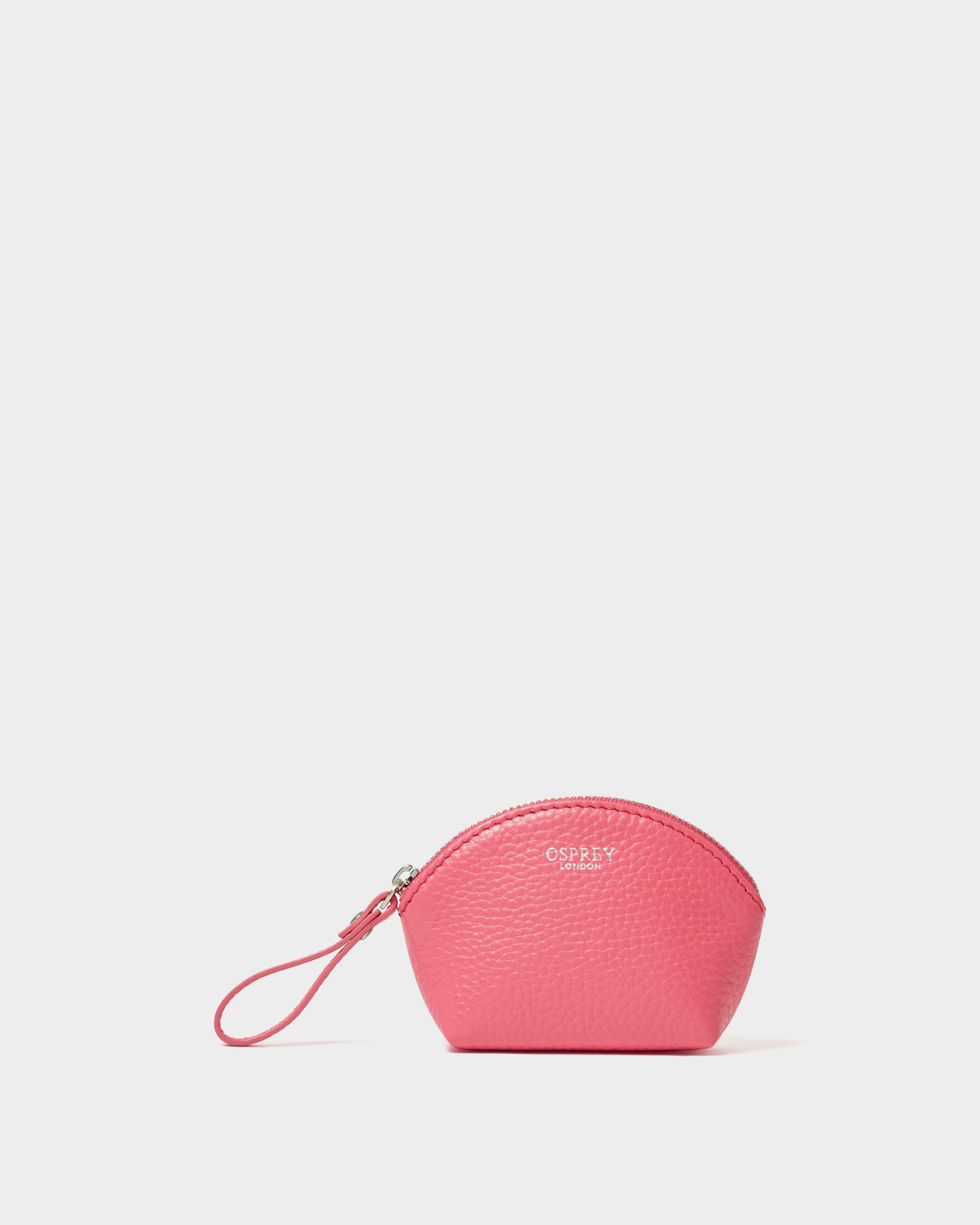 Image number 5 of The Neptune Leather Mirror Card Holder and Small Pouch in Hot Pink