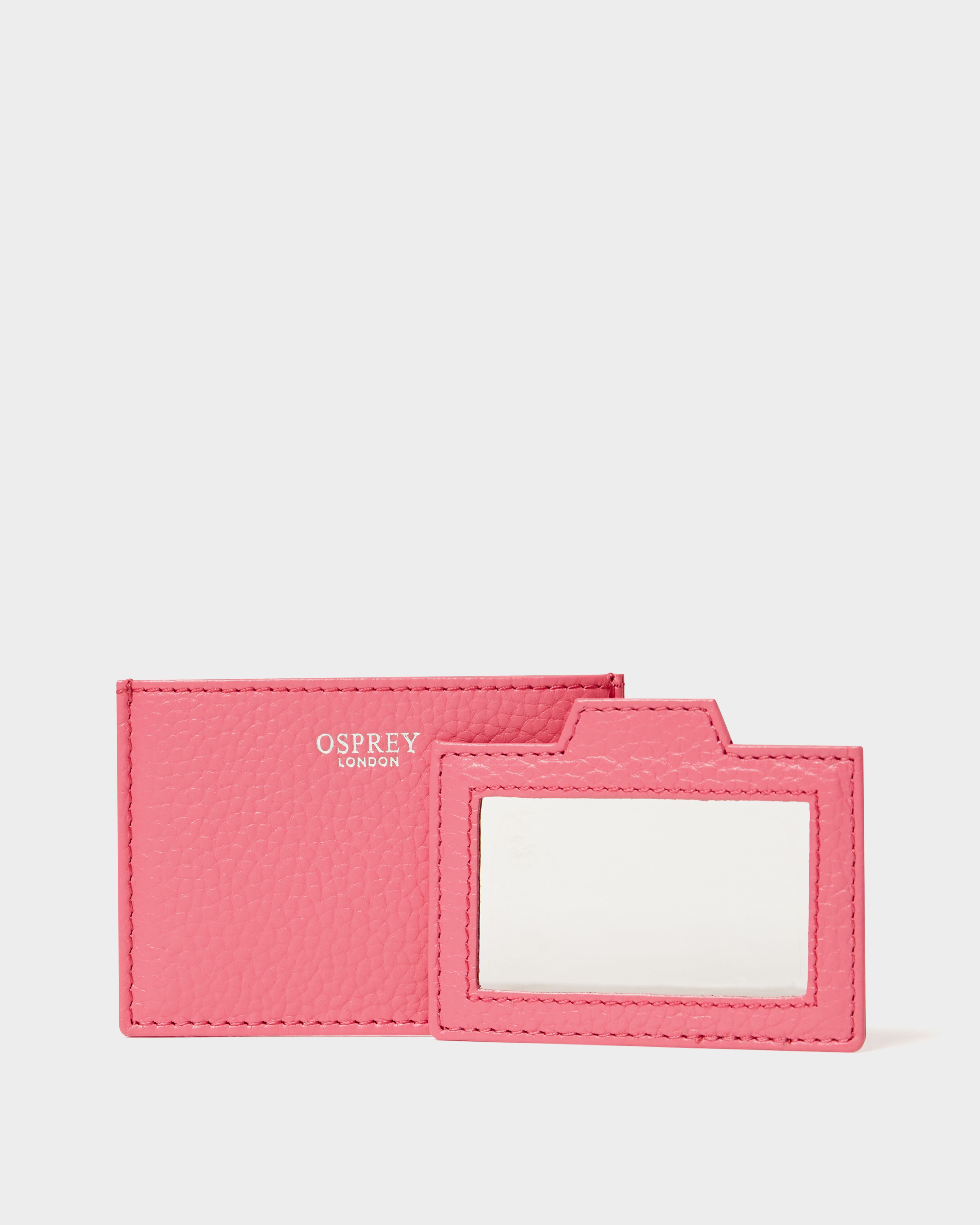 Image number 3 of The Neptune Leather Mirror Card Holder and Small Pouch in Hot Pink