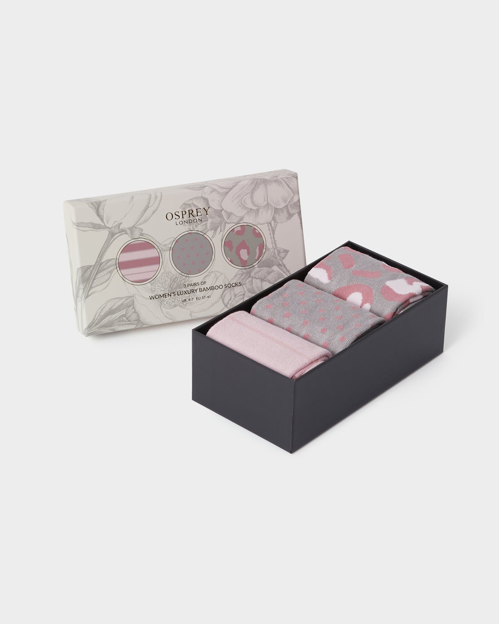 Image number 1 of Women's Bamboo Boxed Socks Set of 3 in Grey Multi