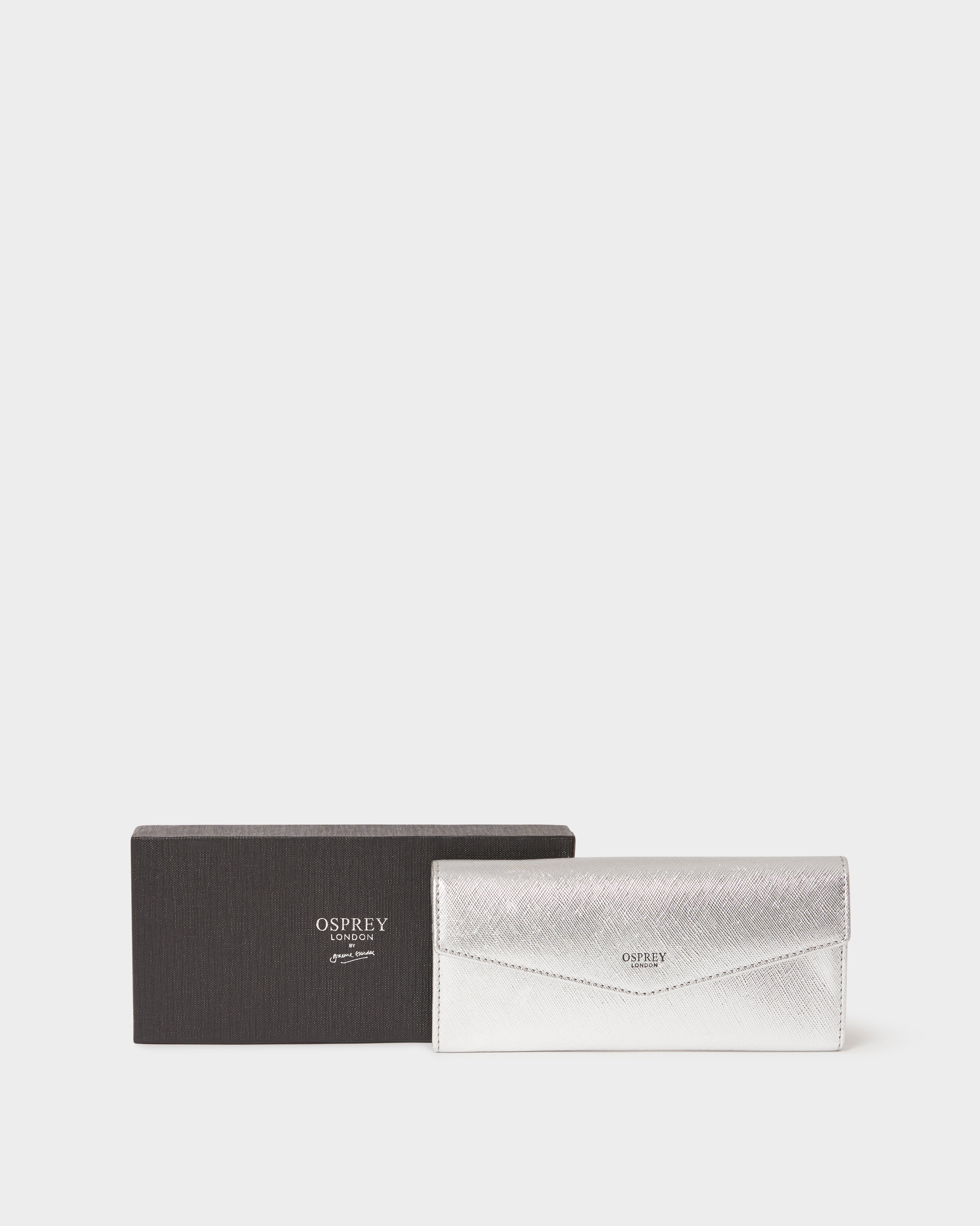 The Neptune Leather Matinee Purse in Metallic Silver