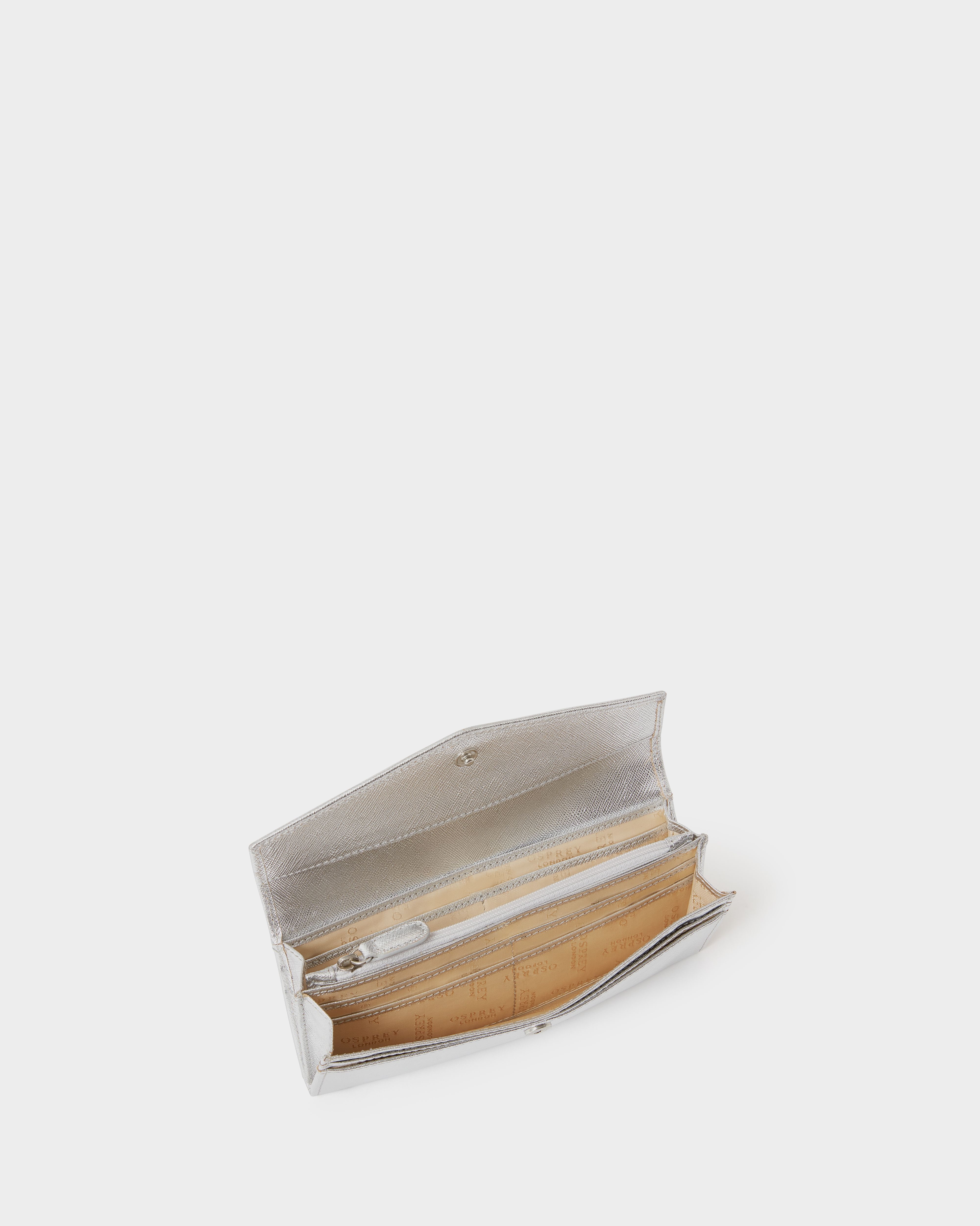 Image number 4 of The Neptune Leather Matinee Purse in Metallic Silver