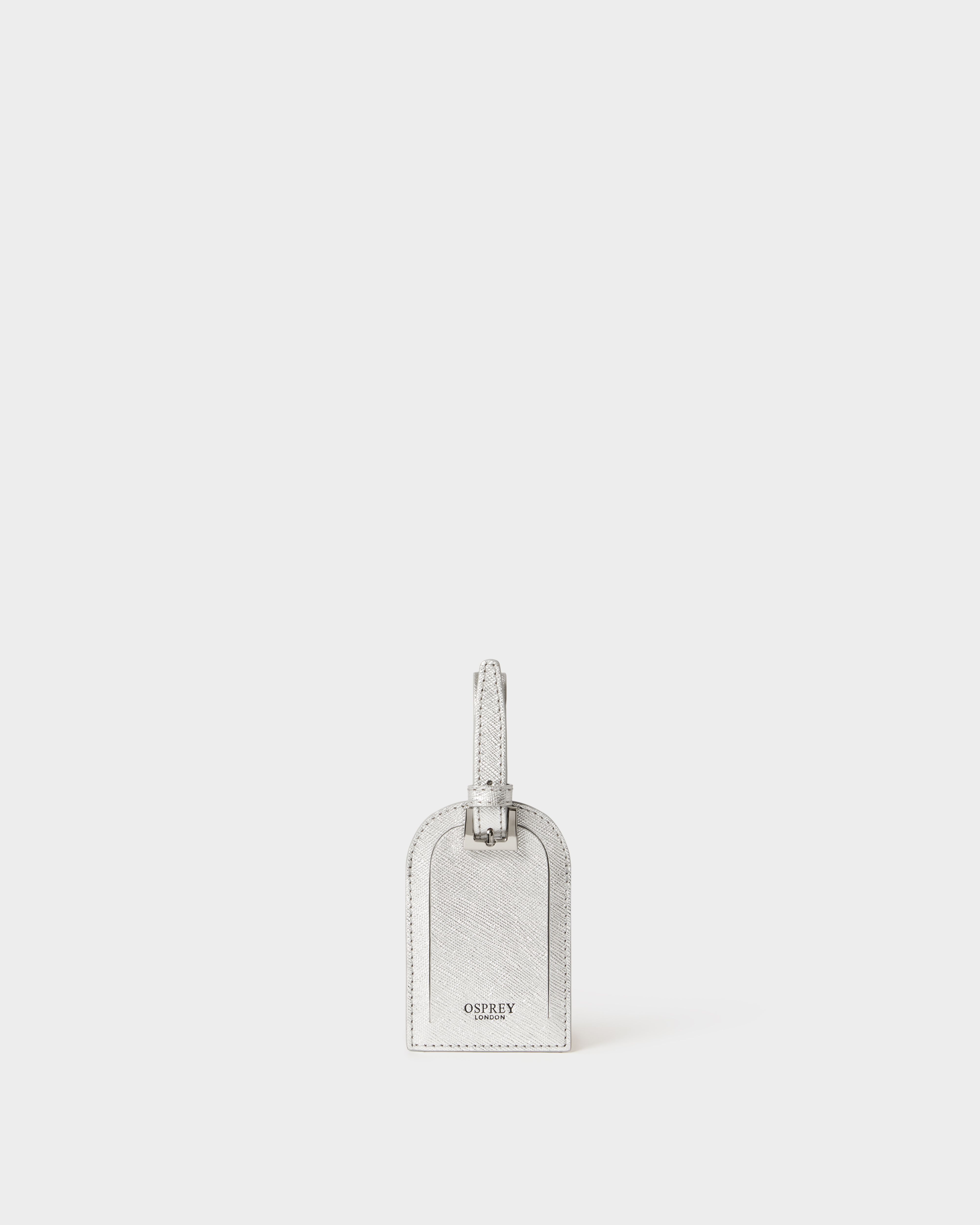 Image number 5 of The Neptune Leather Passport and Luggage Tag Set in Metallic Silver