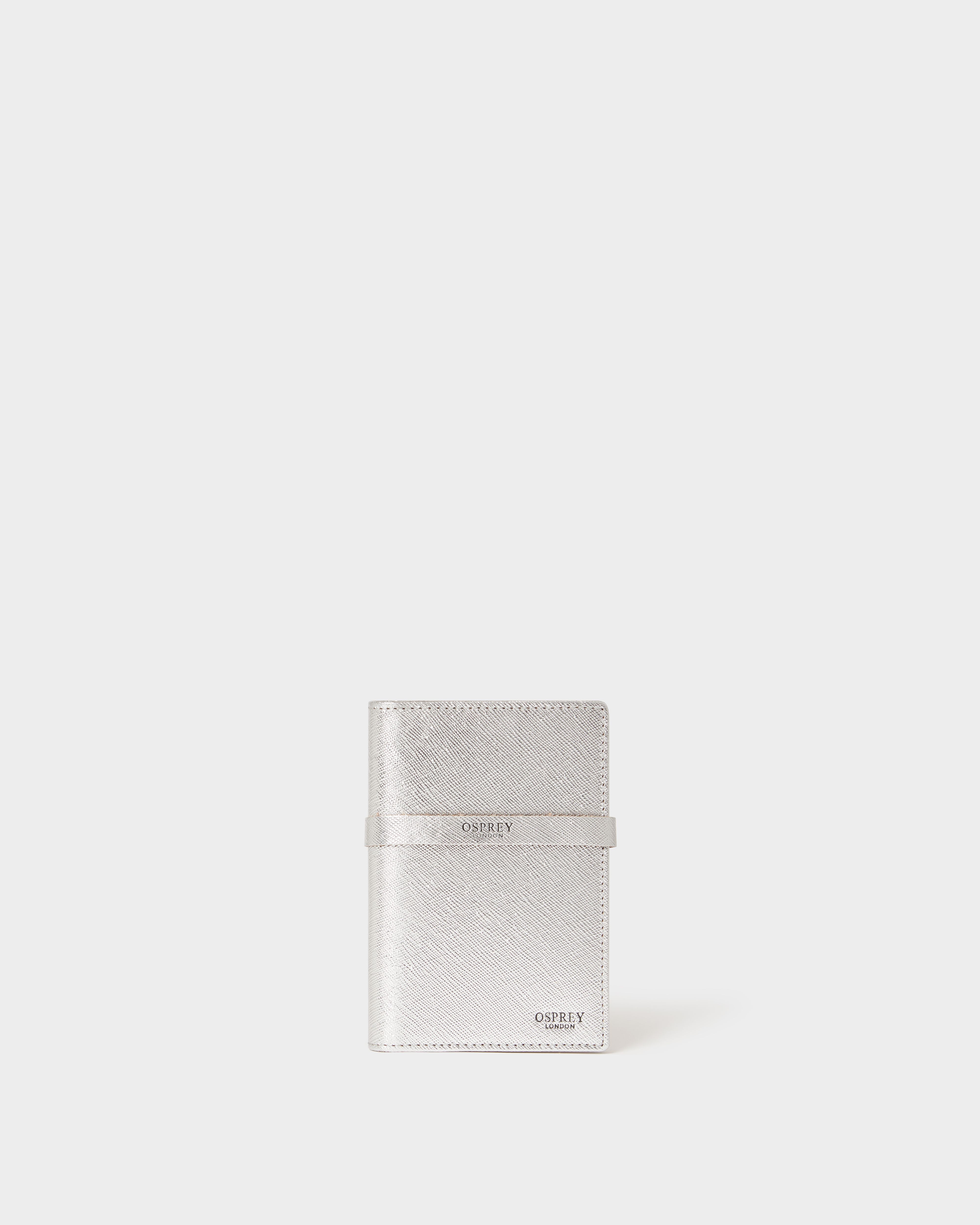 Image number 4 of The Neptune Leather Passport and Luggage Tag Set in Metallic Silver
