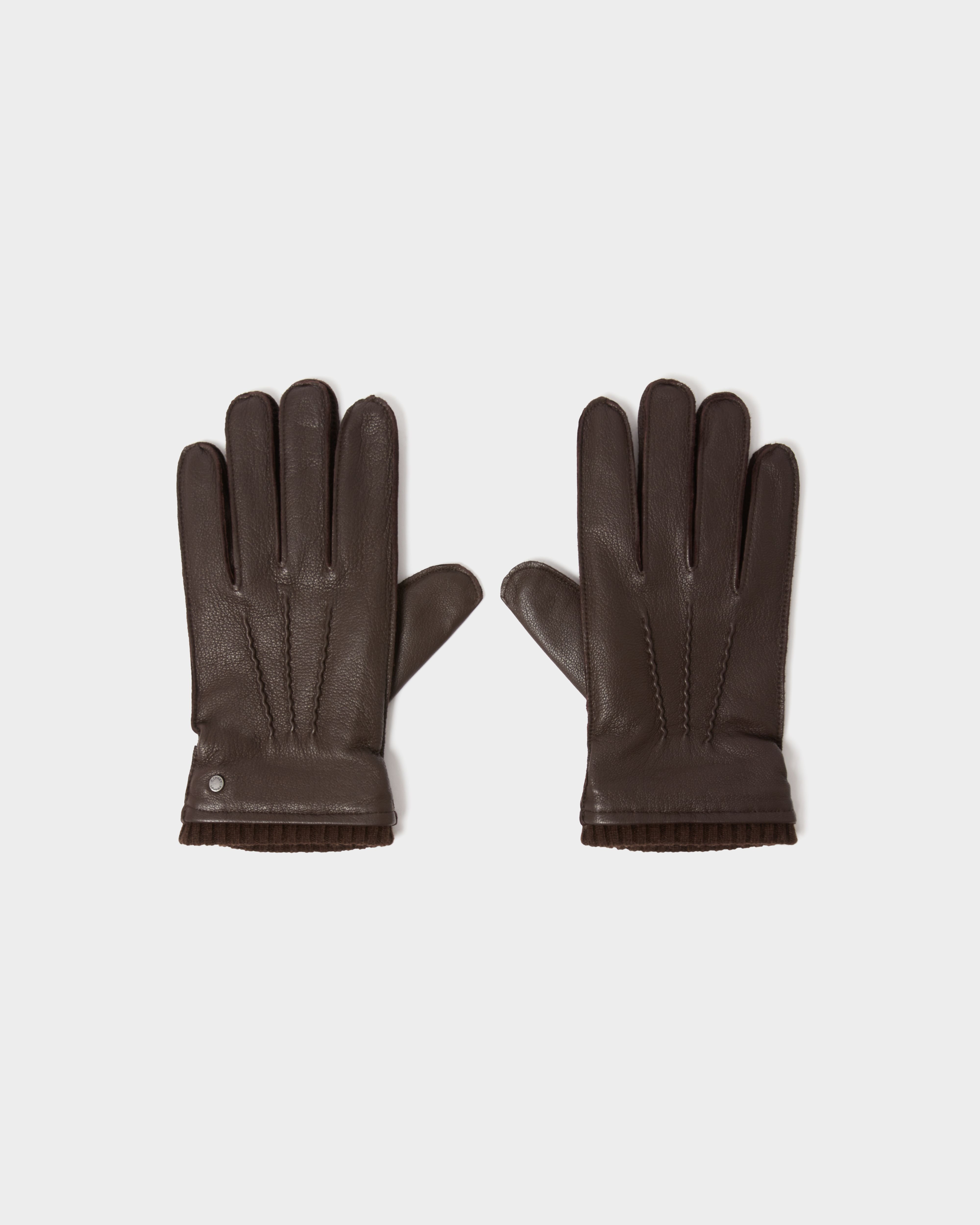 Image number 2 of The Alfie Leather Gloves in Chocolate