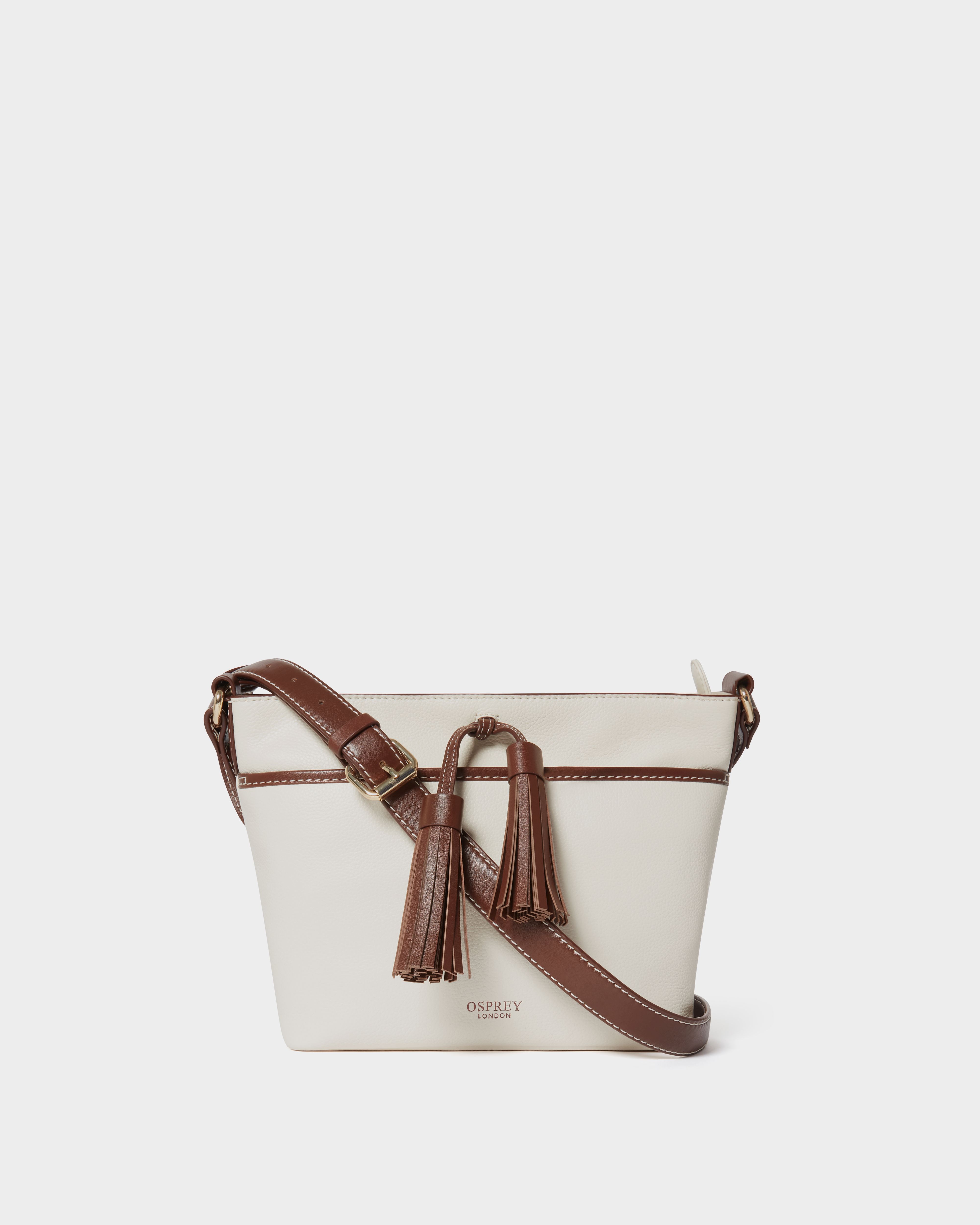 Image number 1 of The Classic Savanna Leather Crossbody in Ivory