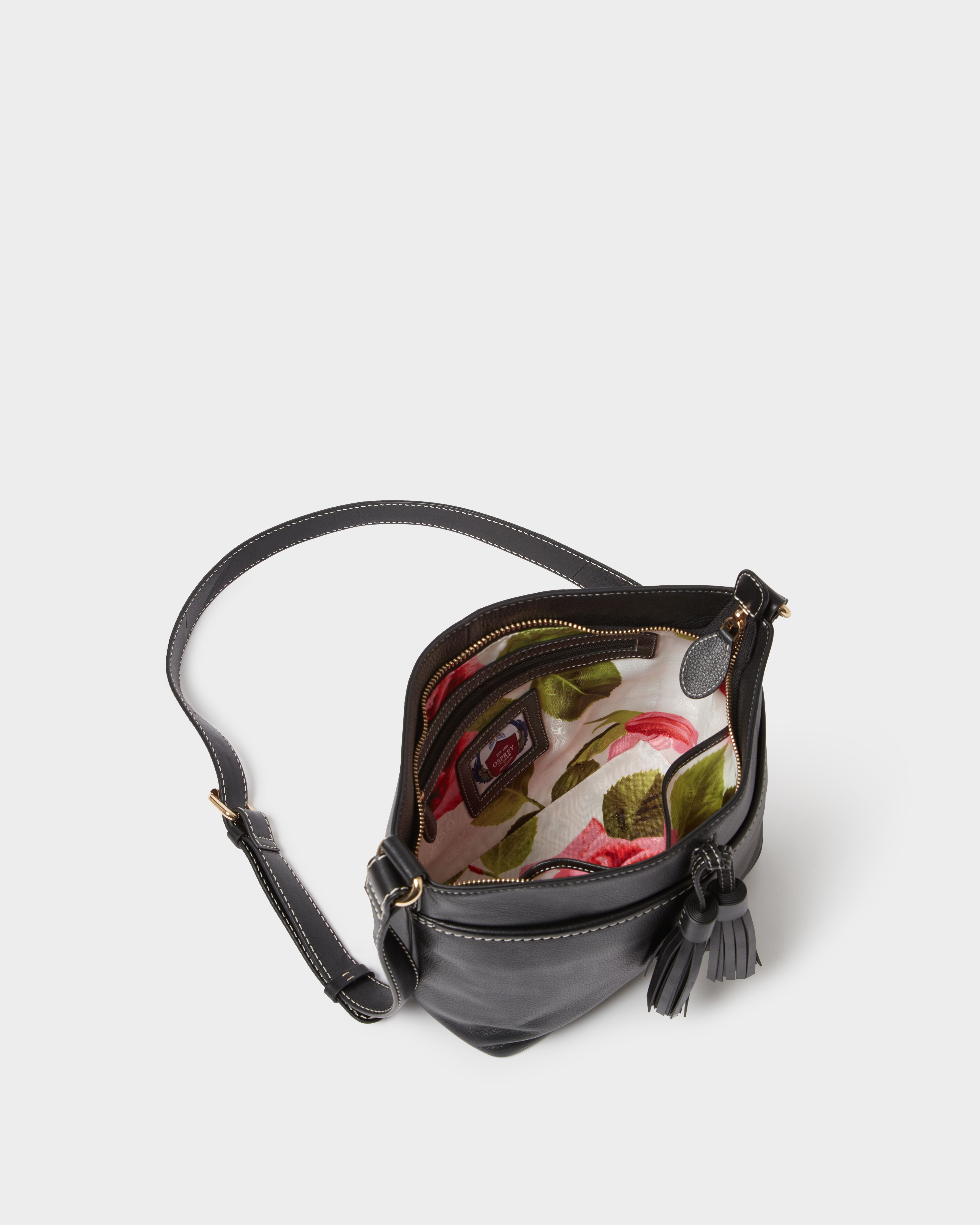 Image number 3 of The Classic Savanna Leather Crossbody in Black