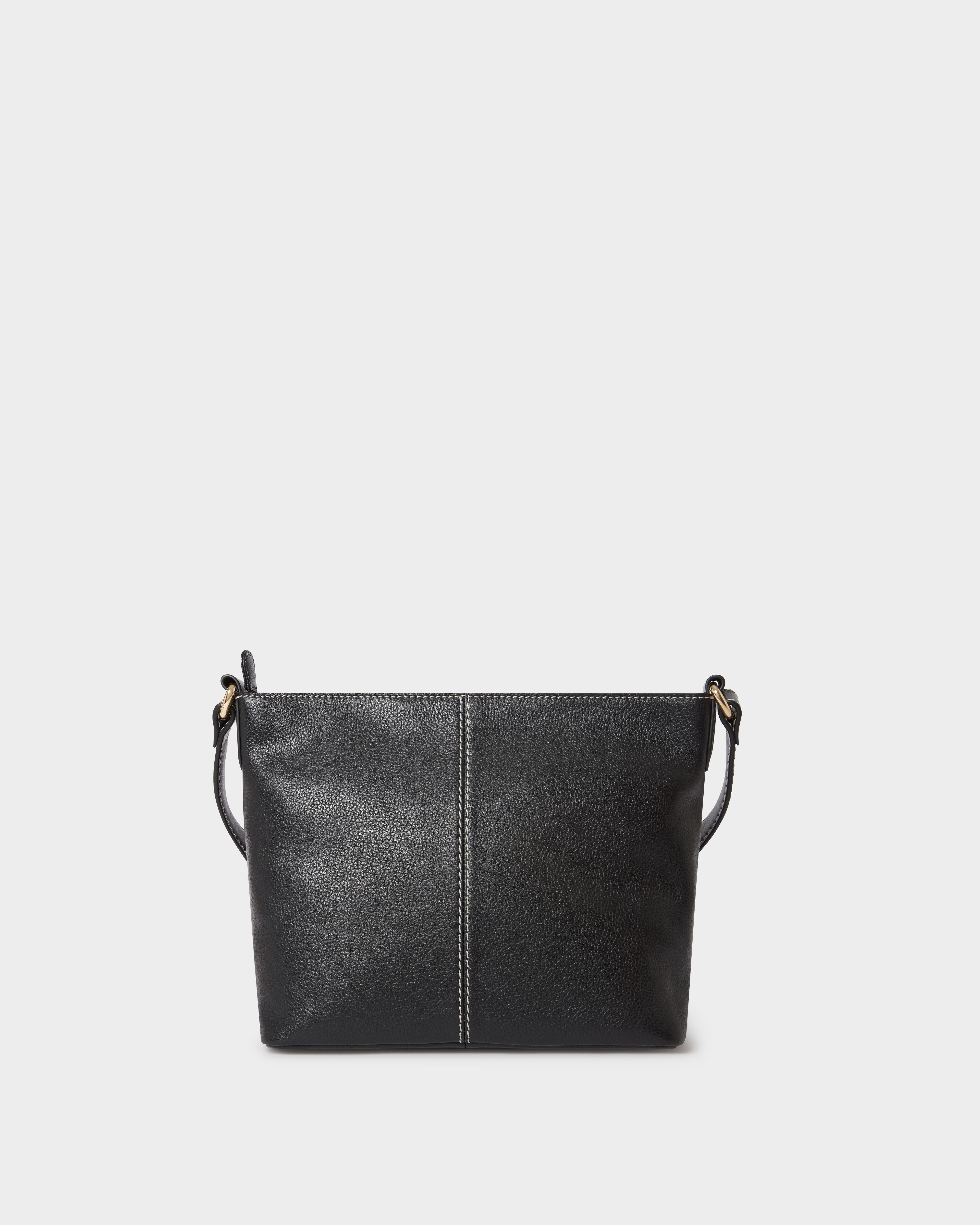 Image number 4 of The Classic Savanna Leather Crossbody in Black