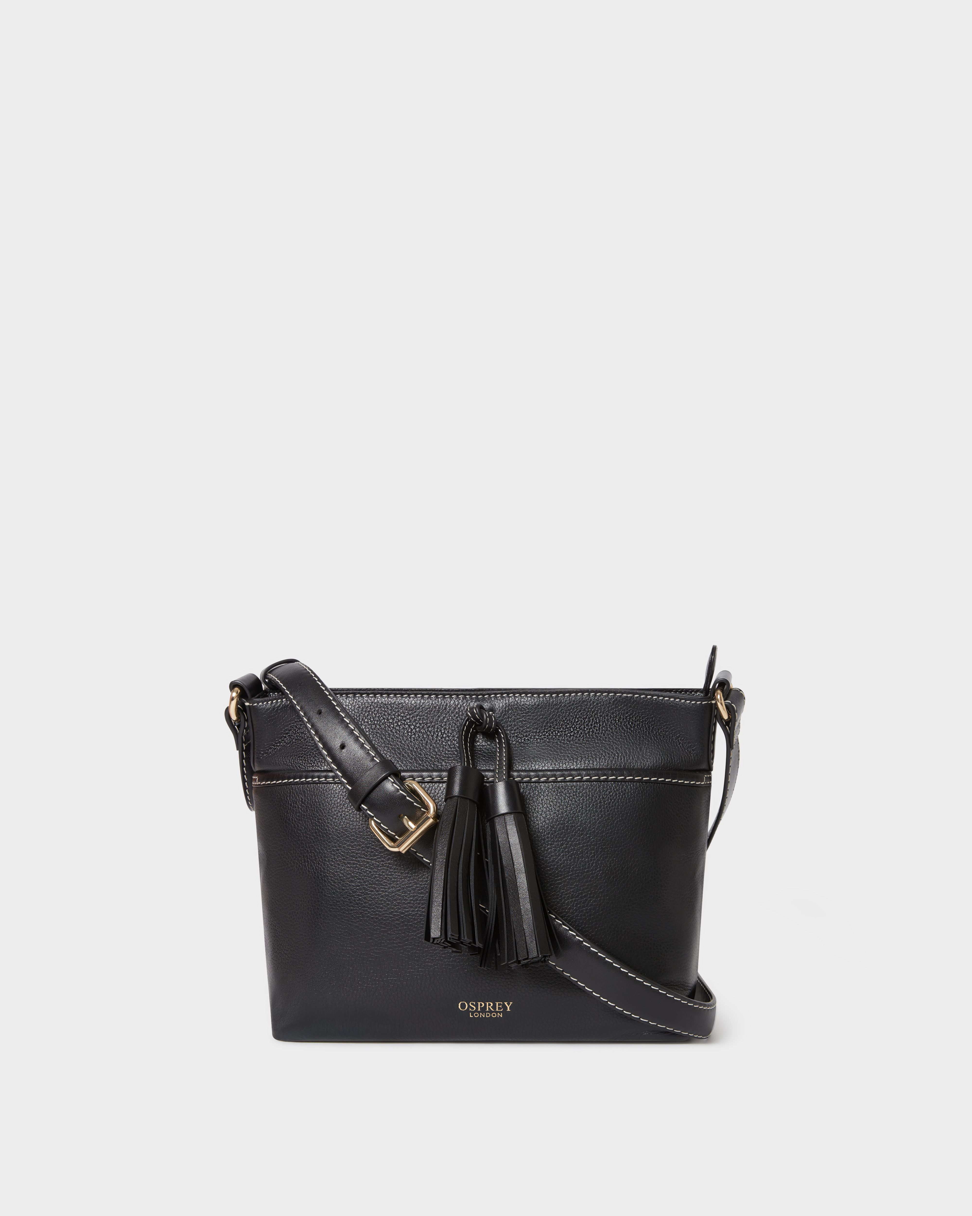 Image number 1 of The Classic Savanna Leather Crossbody in Black