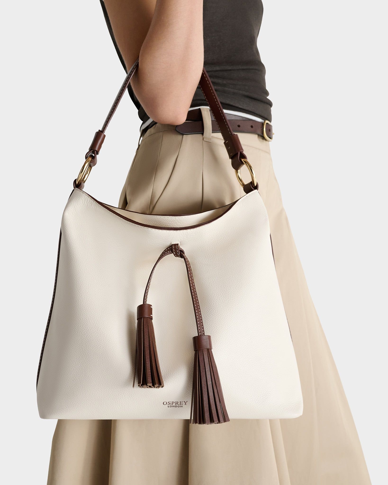Image number 1 of The Classic Savanna Leather Hobo in Ivory