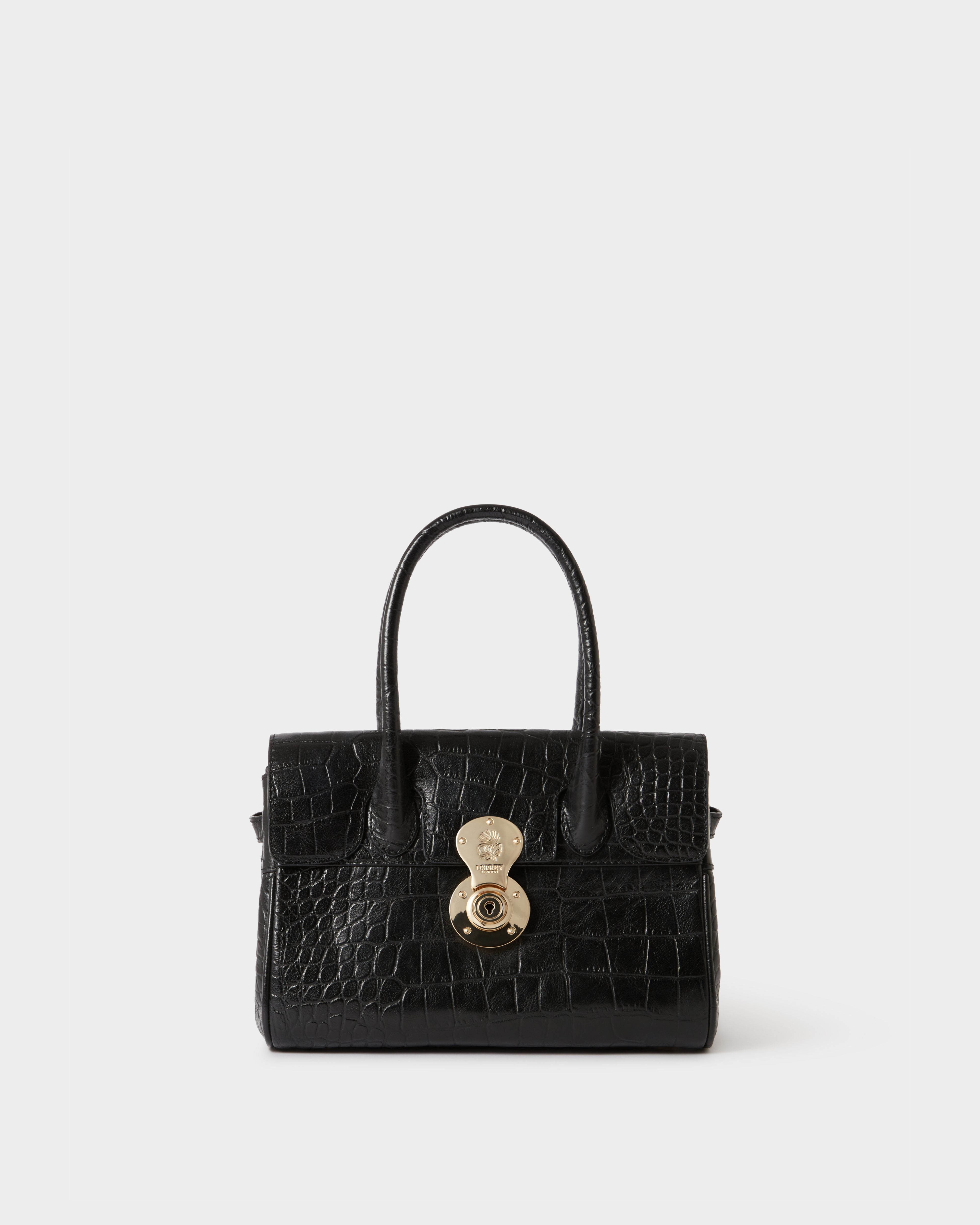 The Weybridge Leather Mini Grab Bag in Black