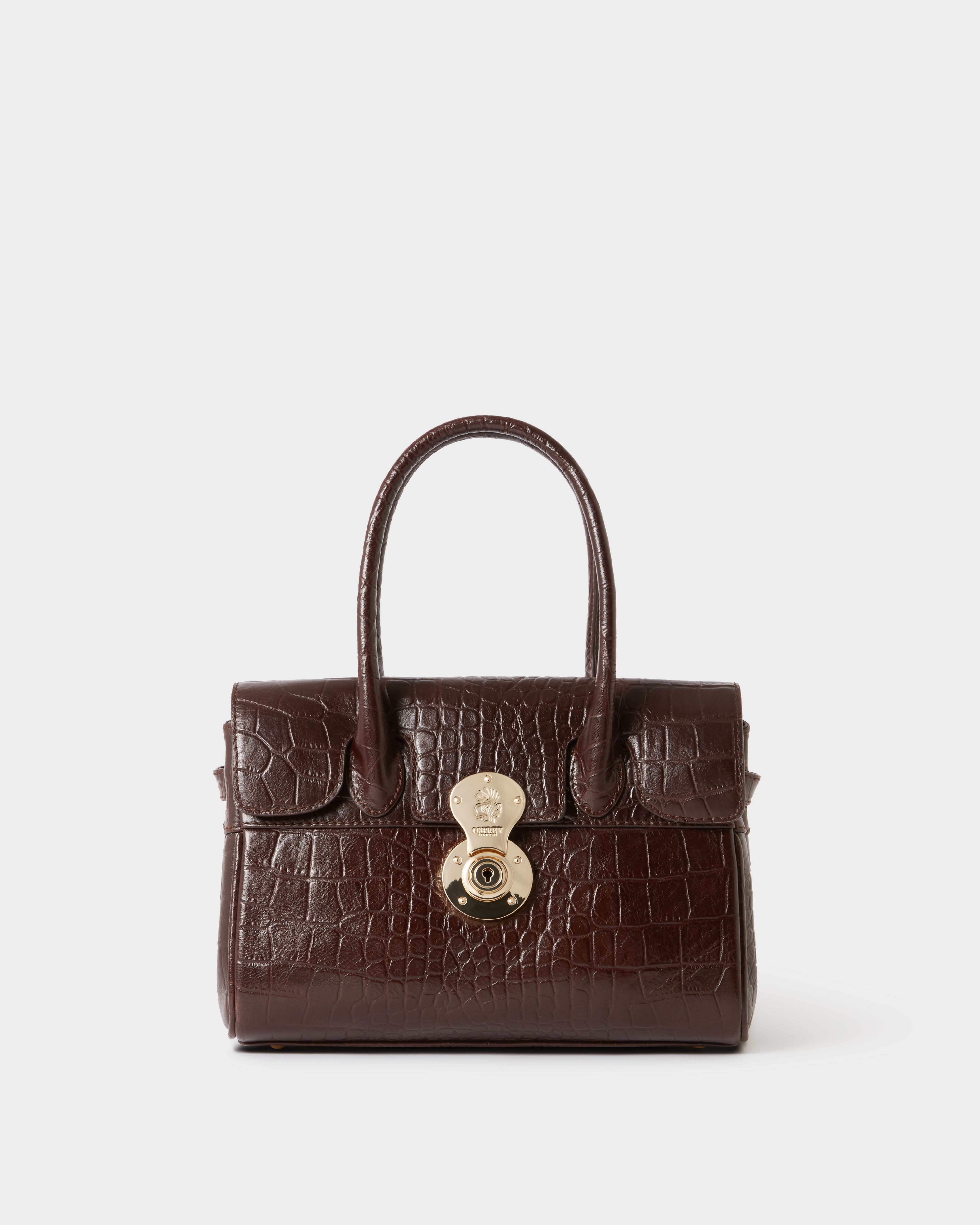Image number 2 of The Weybridge Leather Mini Grab Bag in Chocolate