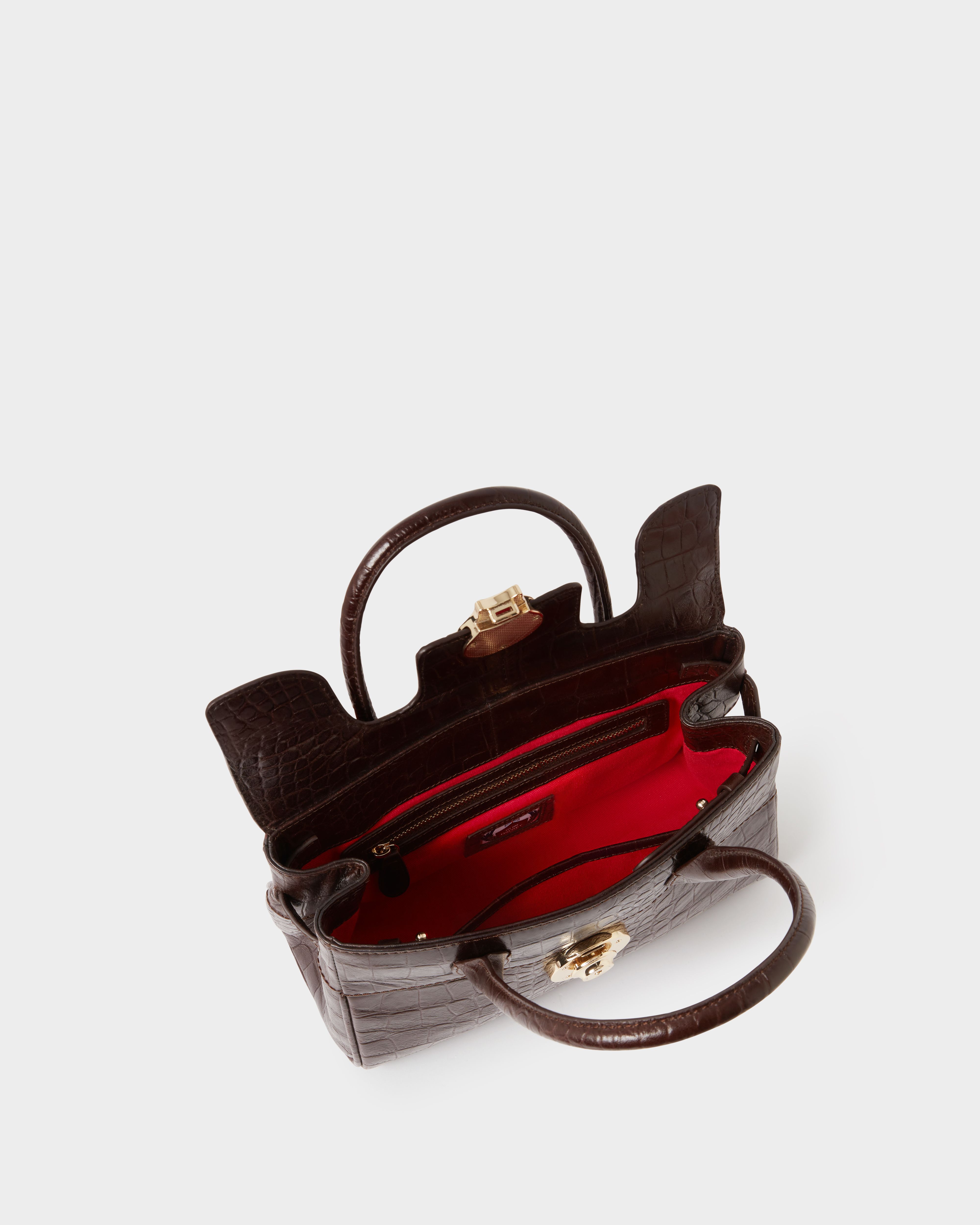 Image number 4 of The Weybridge Leather Mini Grab Bag in Chocolate