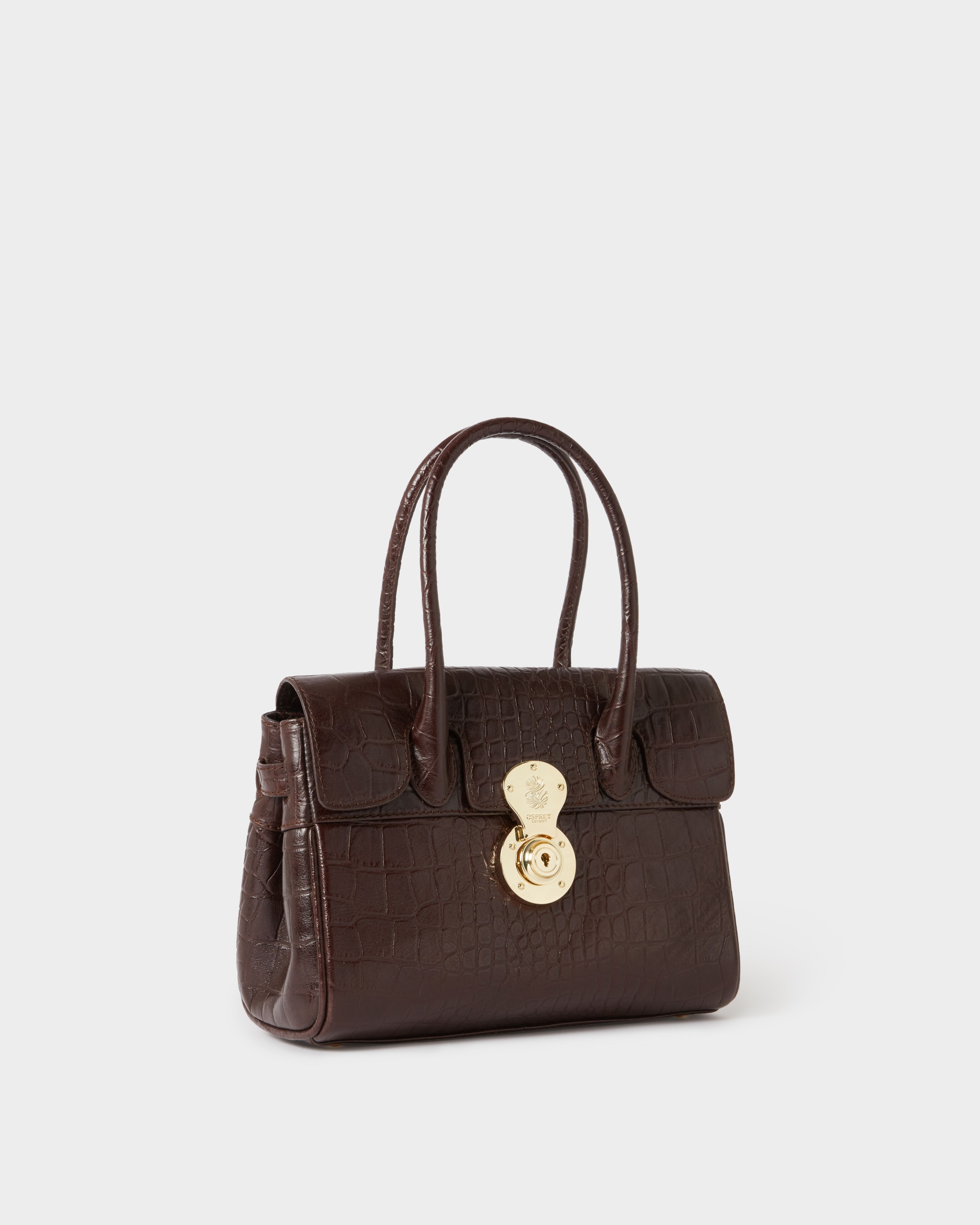 Image number 3 of The Weybridge Leather Mini Grab Bag in Chocolate