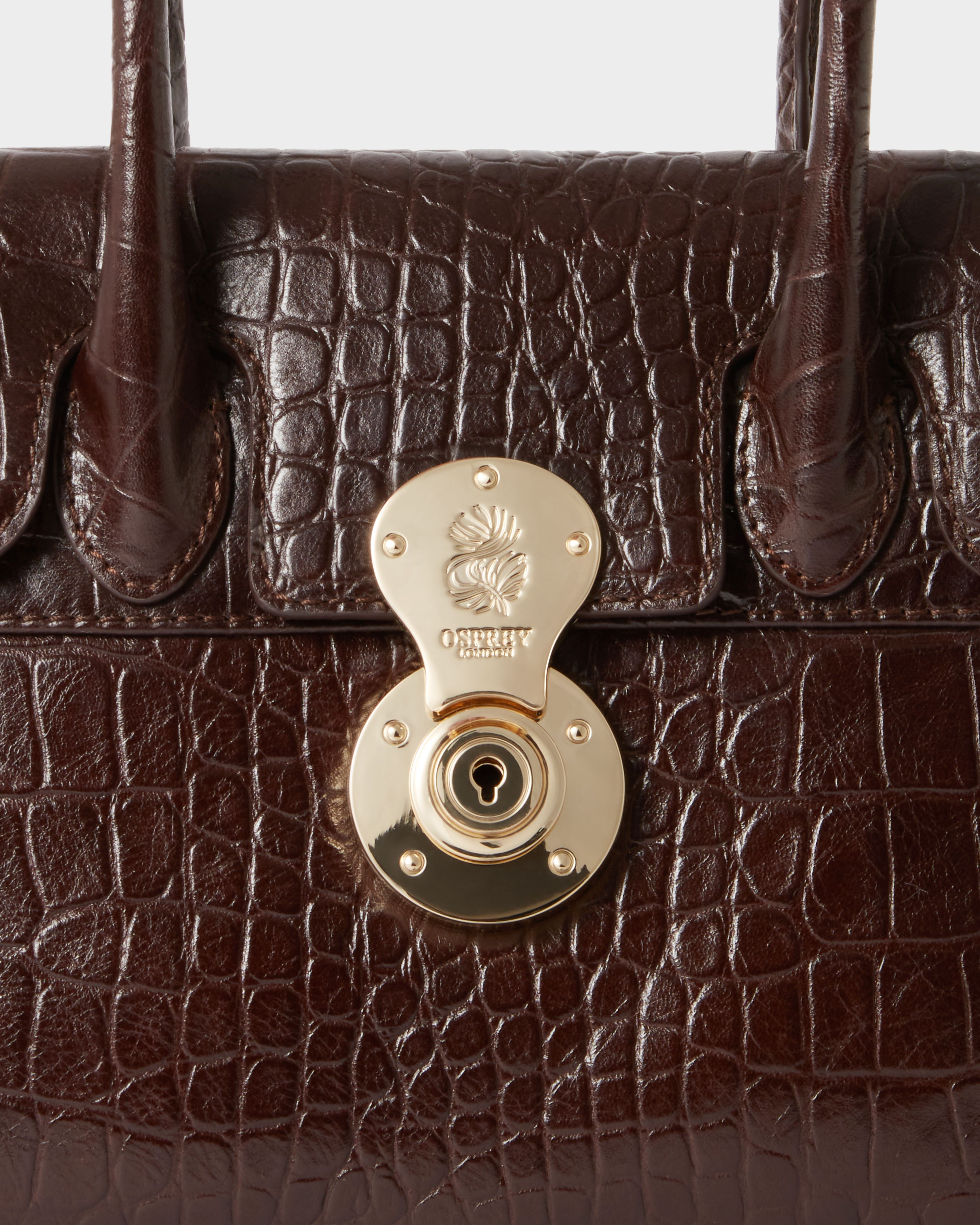 Mini Weybridge Croc-Embossed Leather Bag; Elegant Mini Bag with
