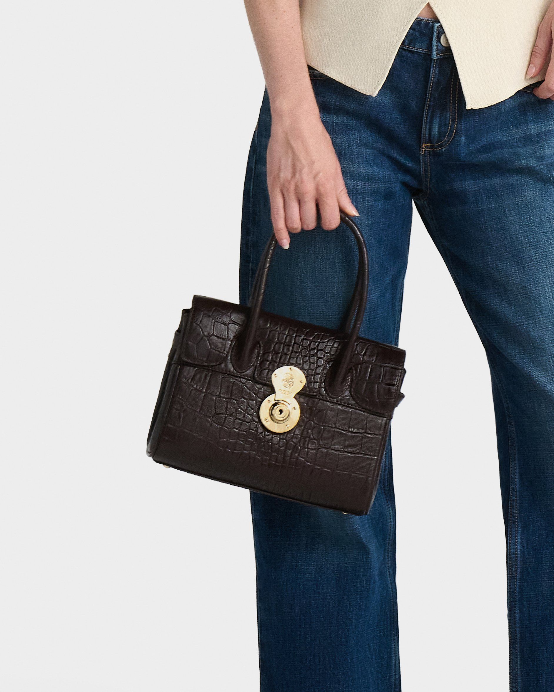 The Weybridge Leather Mini Grab Bag in Chocolate