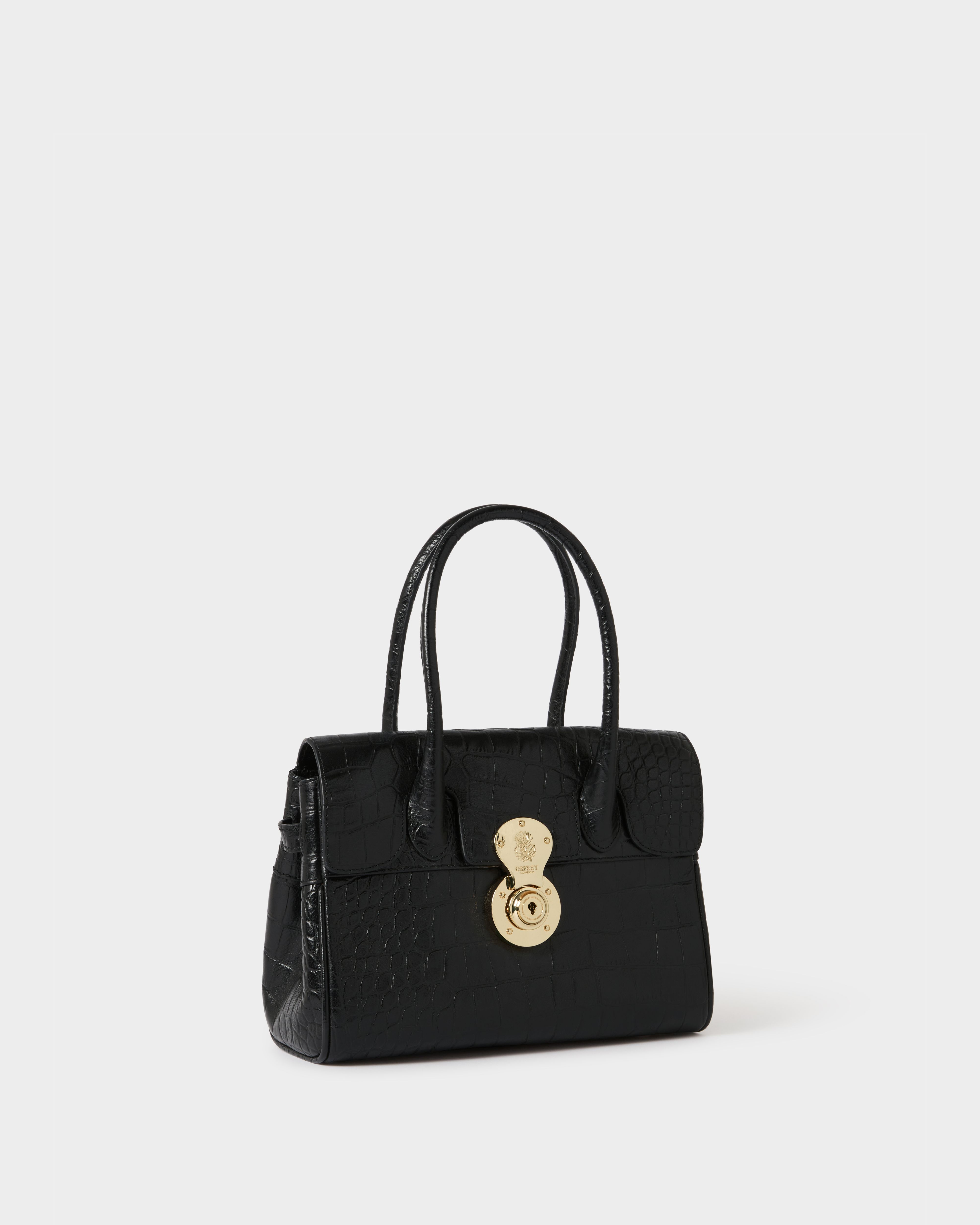The Weybridge Leather Mini Grab Bag in Black