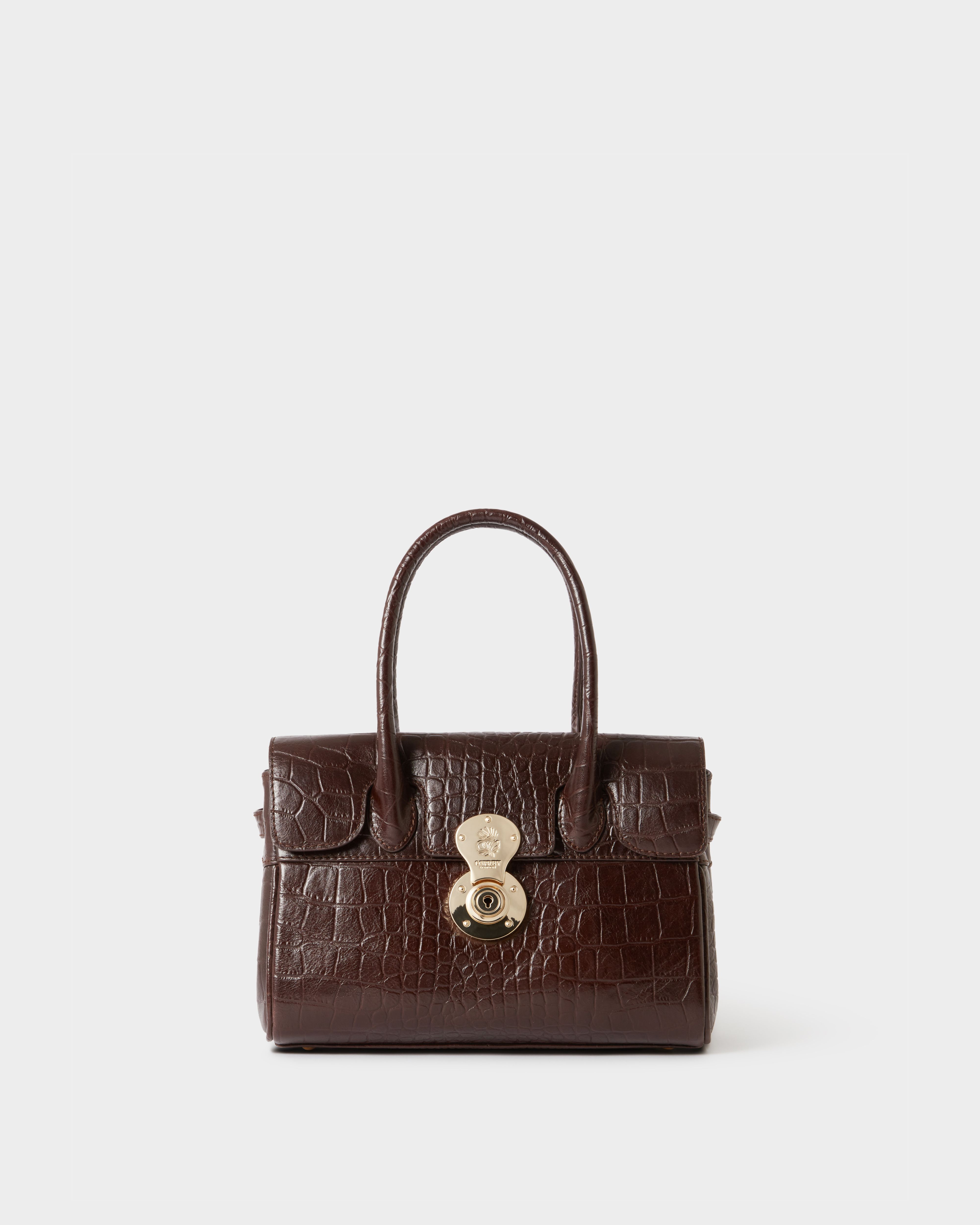 The Weybridge Leather Mini Grab Bag in Chocolate