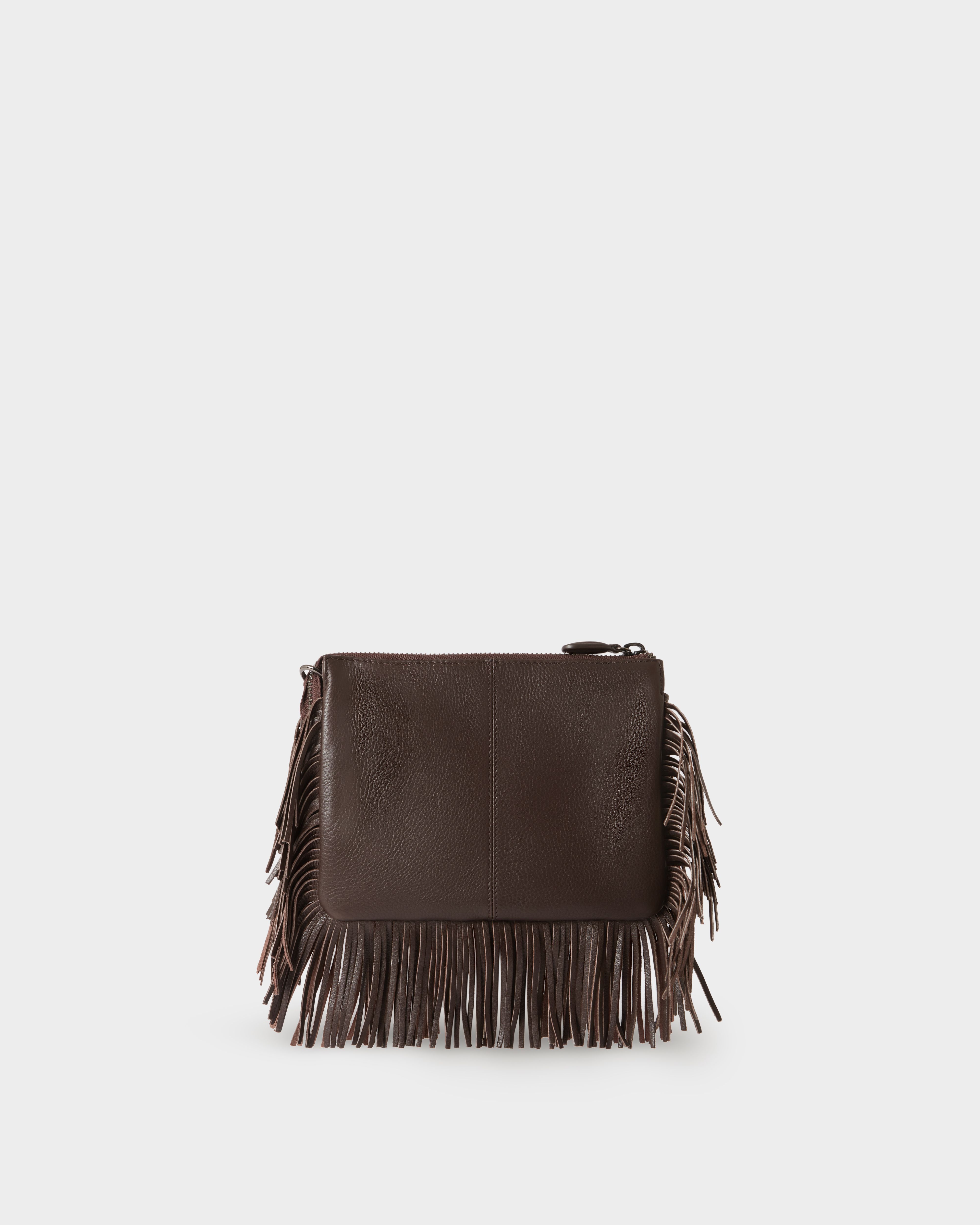 Image number 4 of The Faithful Leather Crossbody in Chocolate