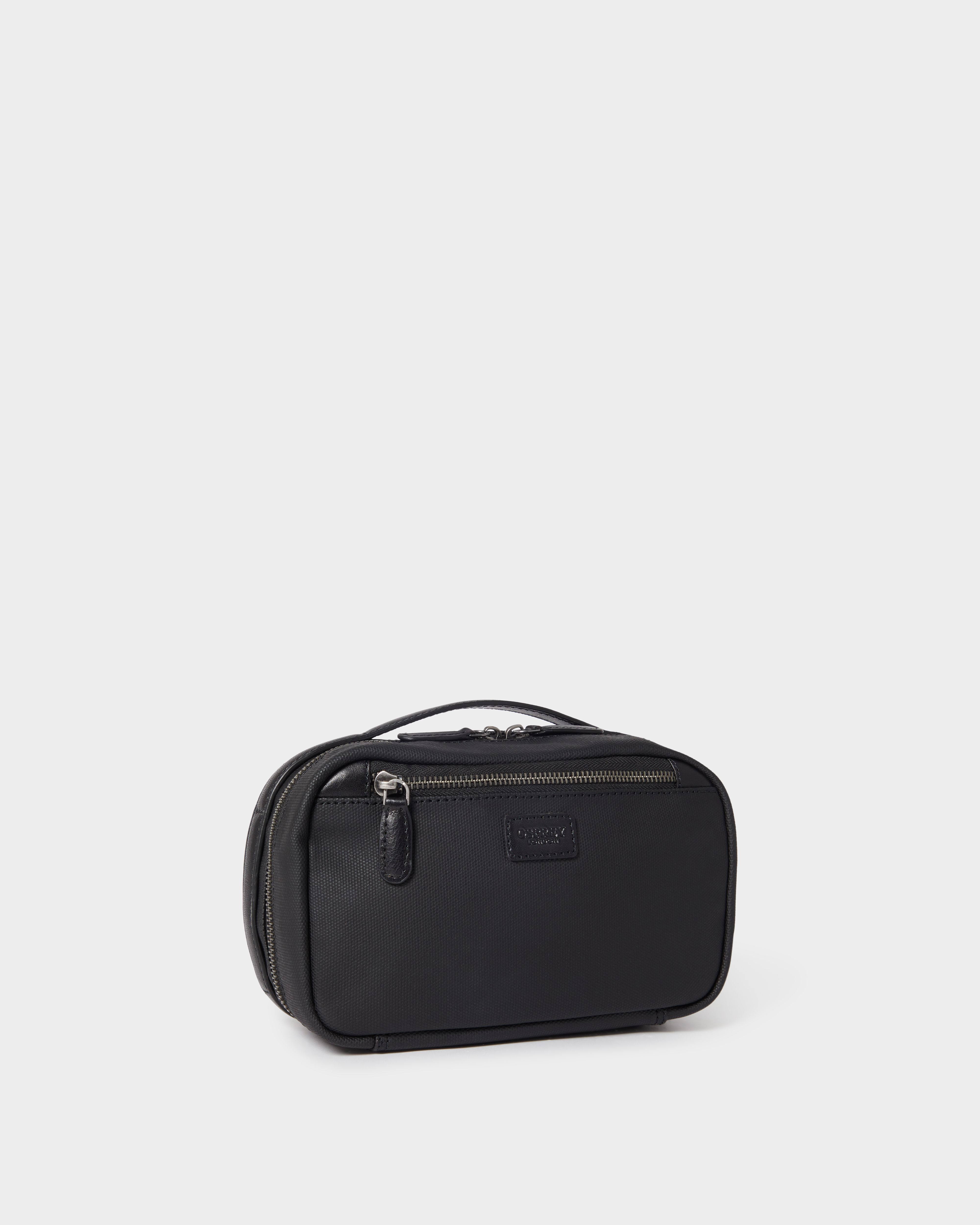 The Frontline Waxed Canvas and Leather Travel Pouch in Black