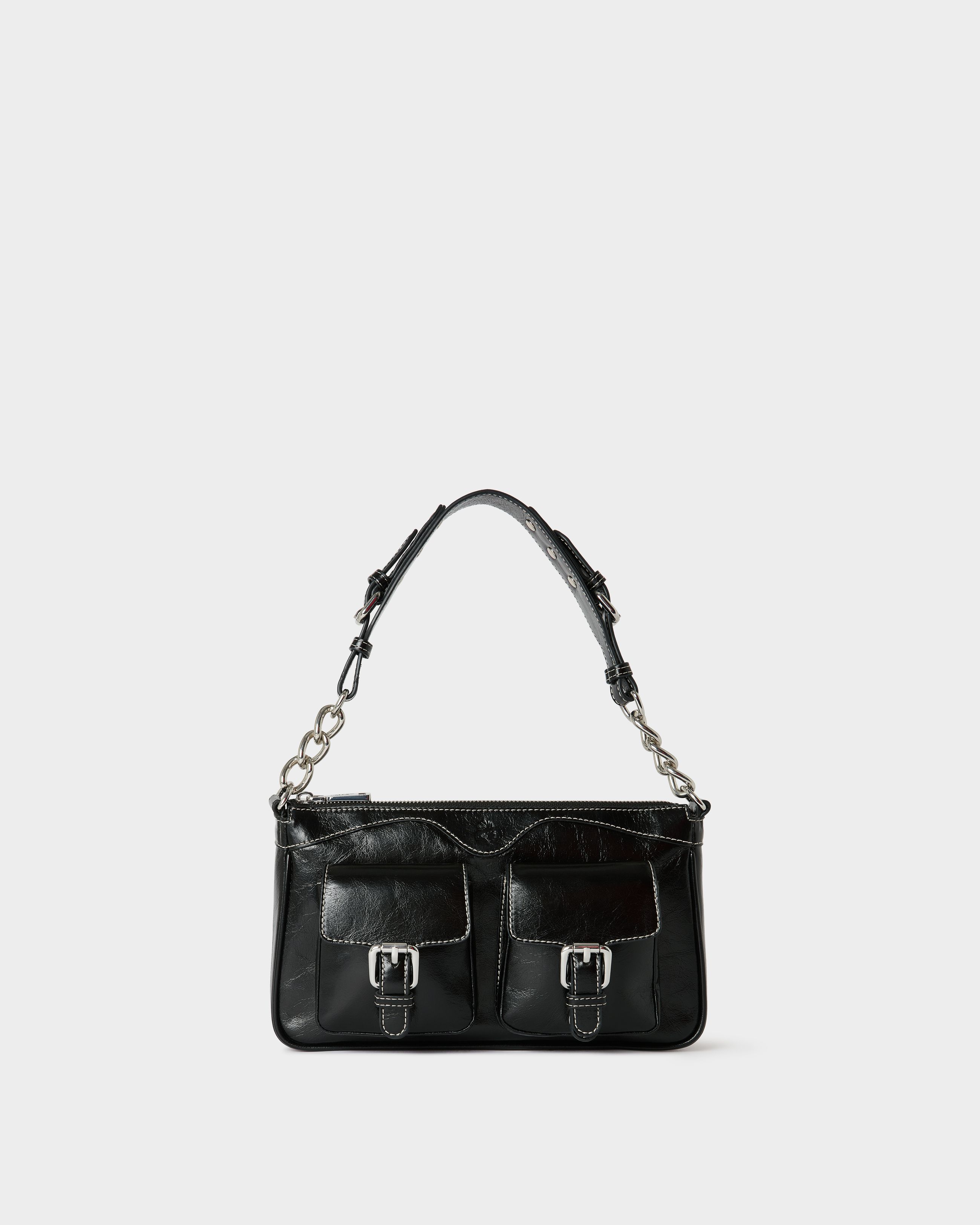 Cali Shoulder Bag – High-Shine Leather Style Statement; Modern Chain ...