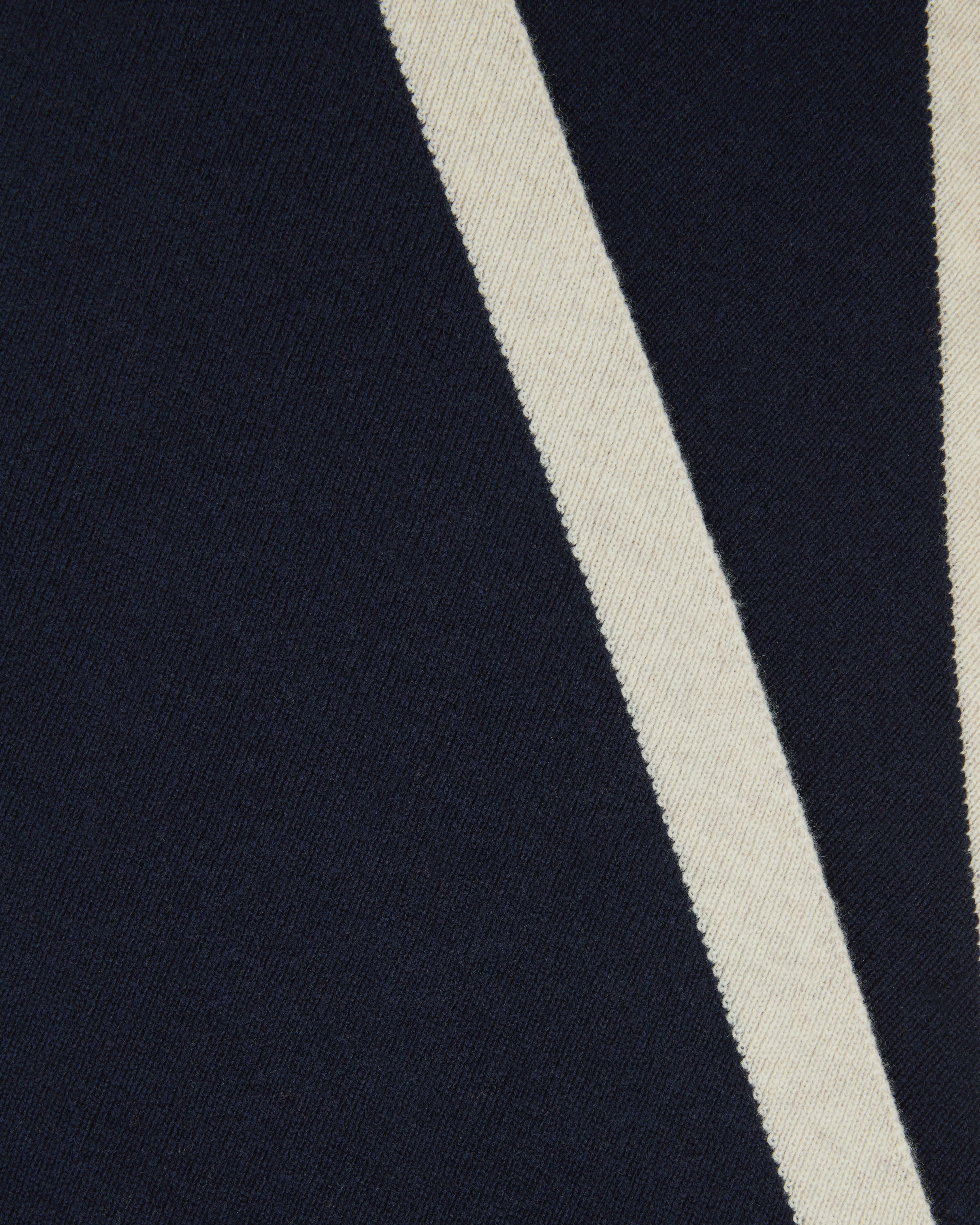 Image number 3 of The Knitted Triangle Scarf in Navy & Natural