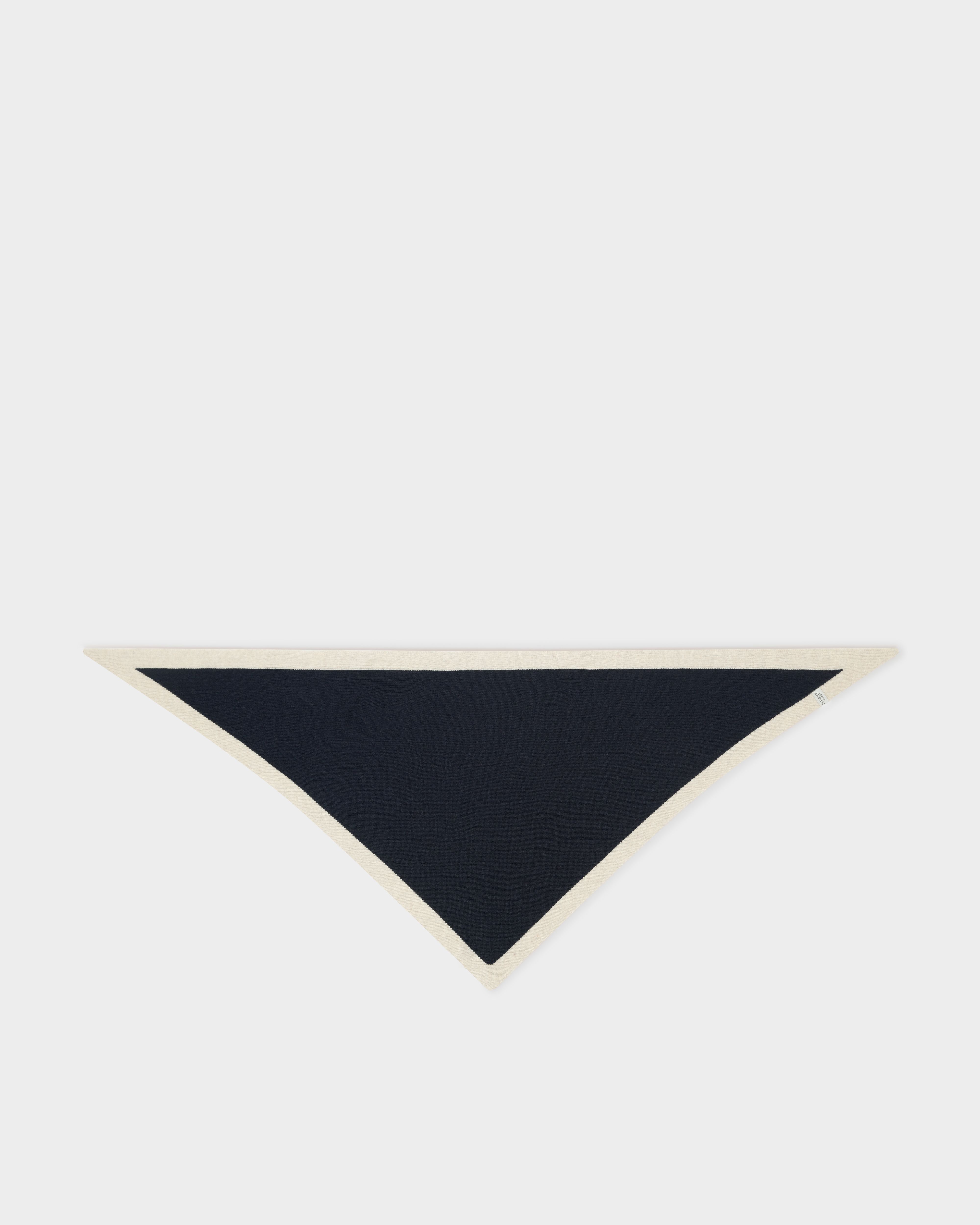 Image number 2 of The Knitted Triangle Scarf in Navy & Natural