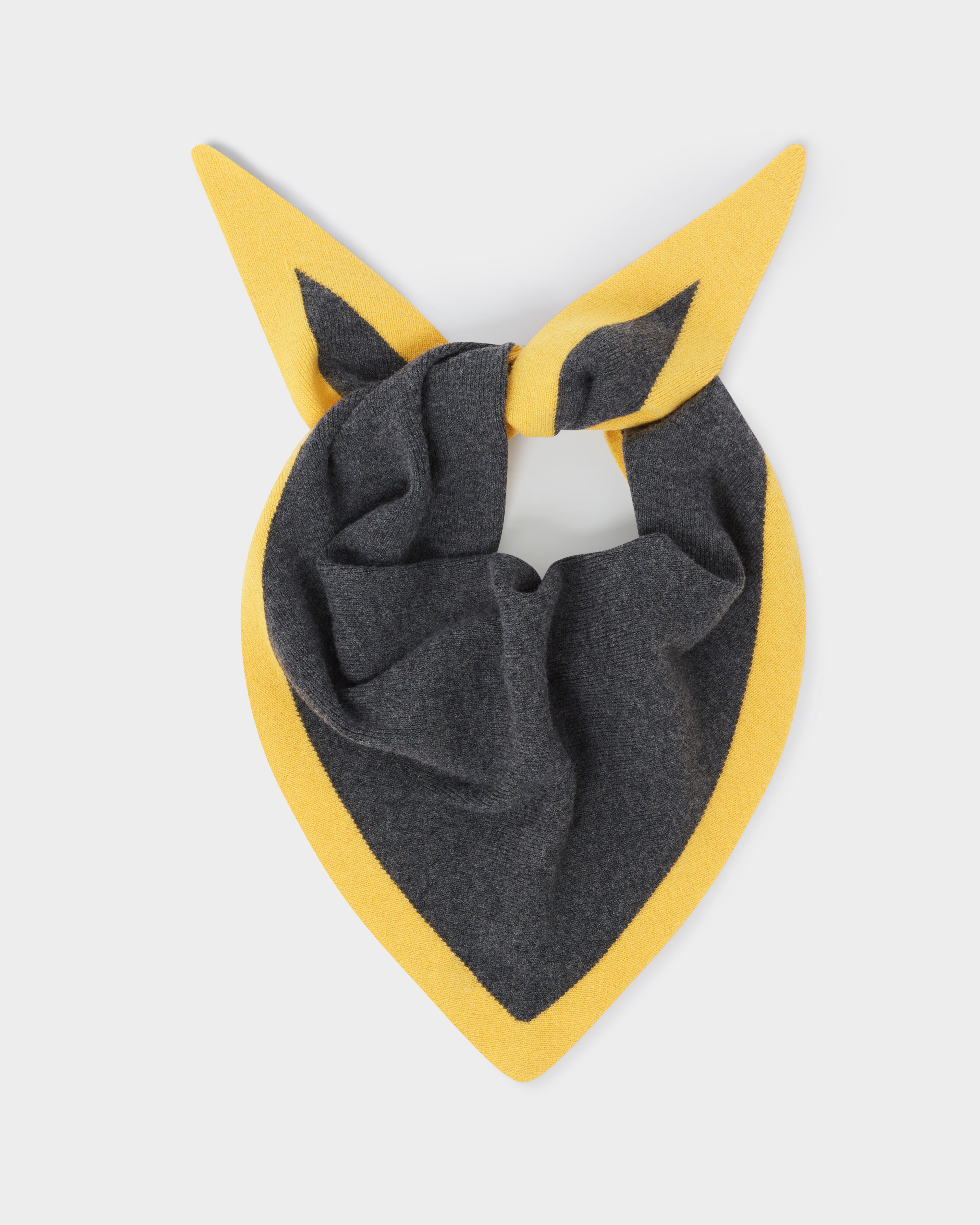 Image number 1 of The Knitted Triangle Scarf in Charcoal & Ochre