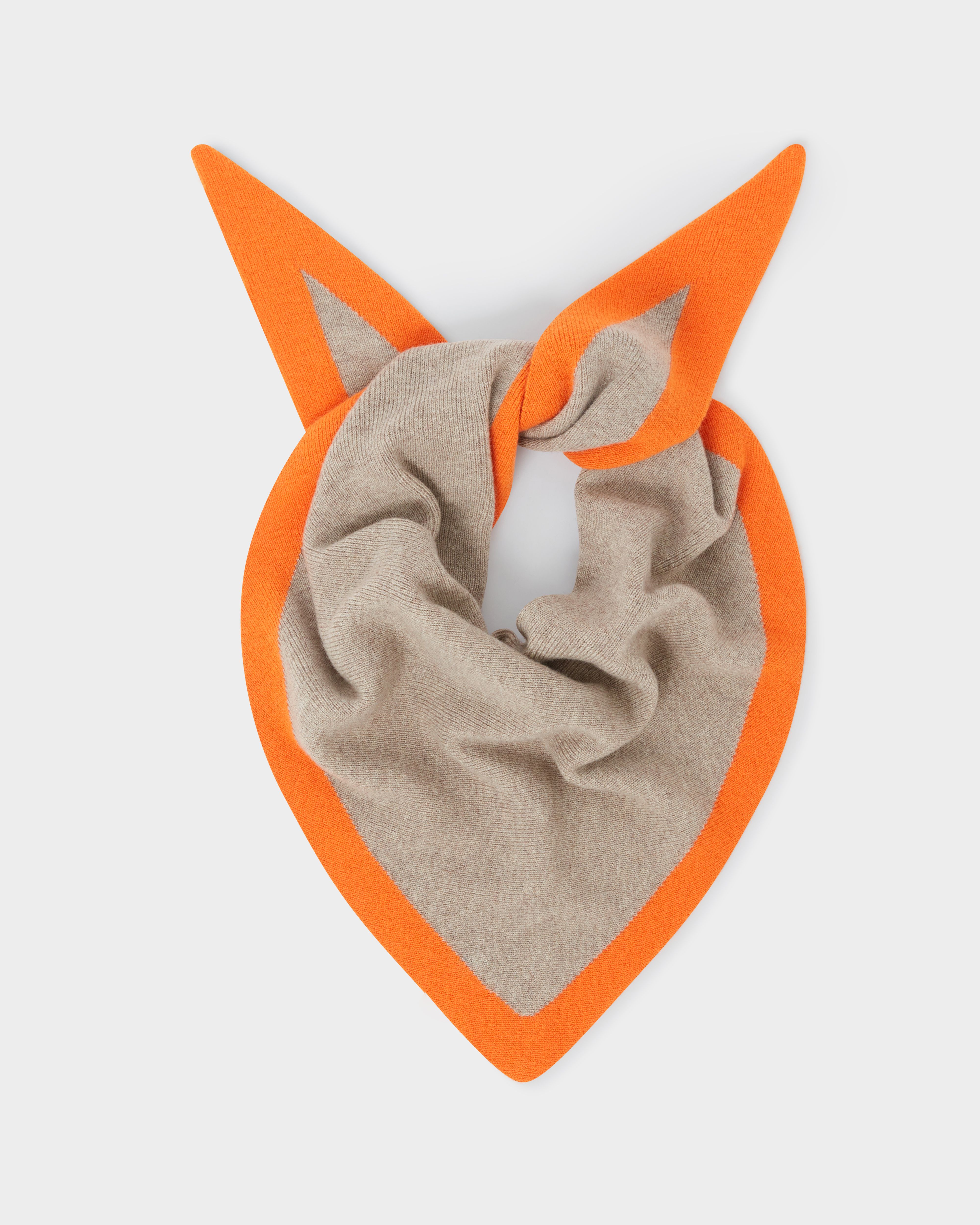 The Knitted Triangle Scarf in Biscuit & Orange