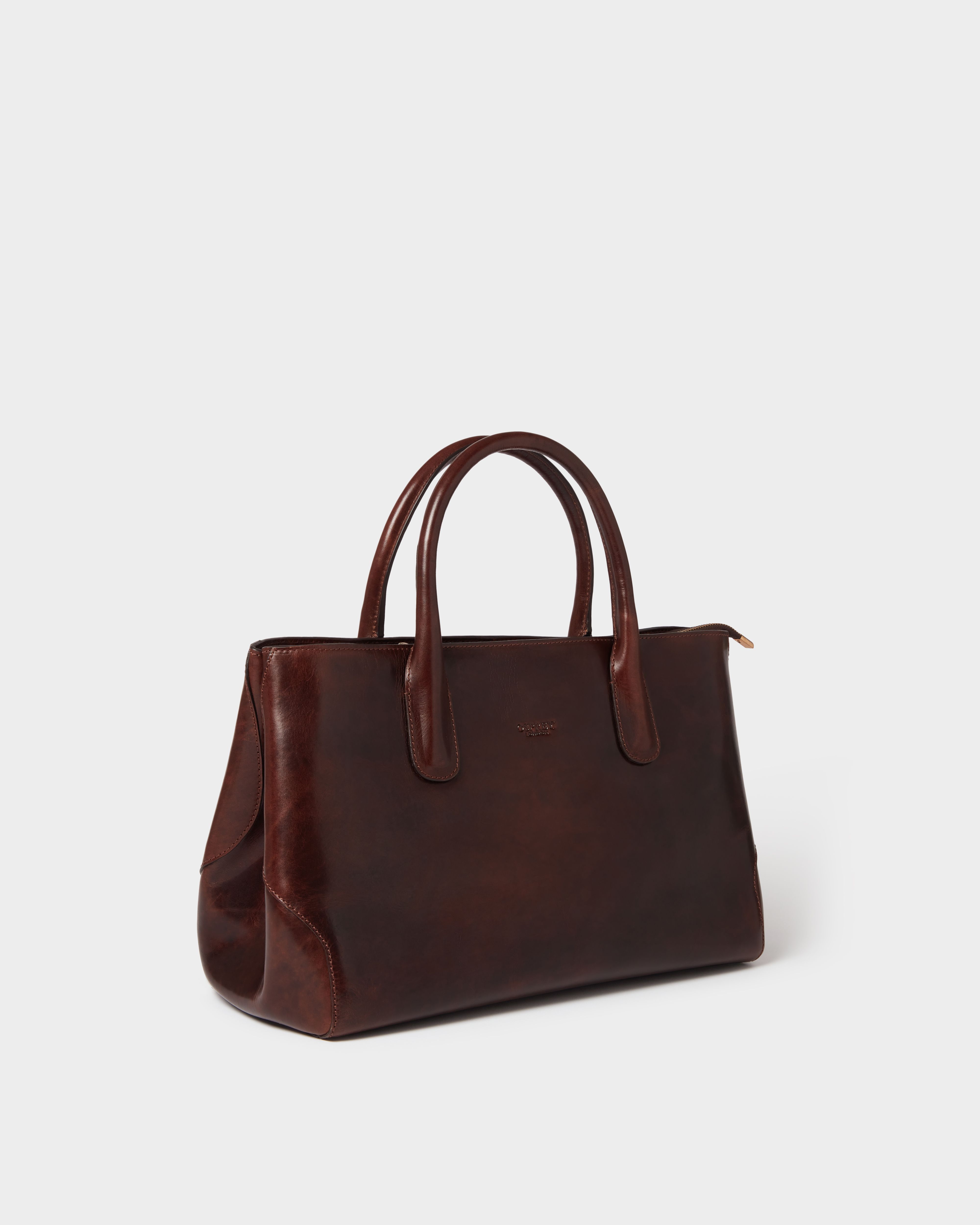 Image number 5 of The Monroe Leather Curved Tote in Chestnut