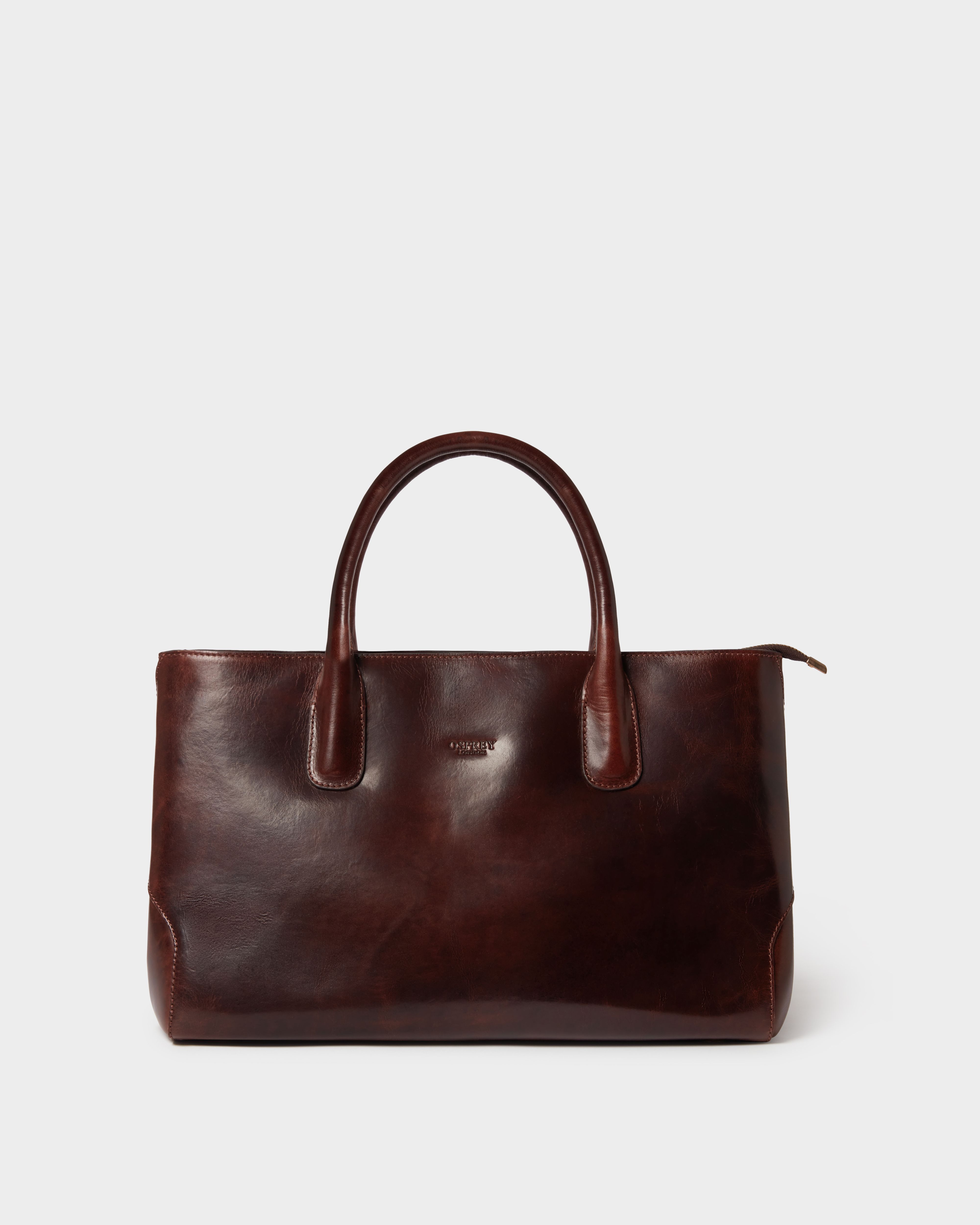 Image number 6 of The Monroe Leather Curved Tote in Chestnut