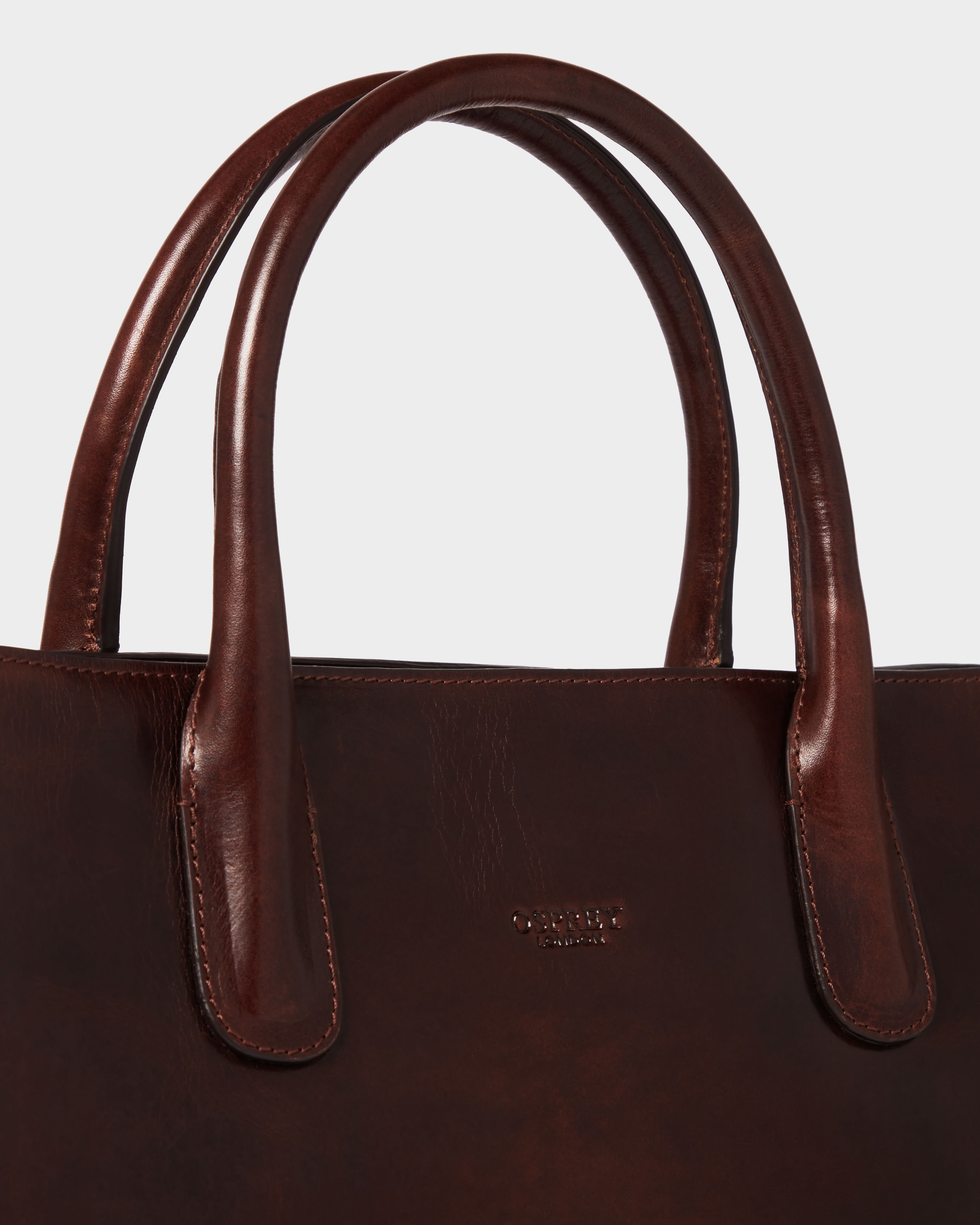 Image number 2 of The Monroe Leather Curved Tote in Chestnut