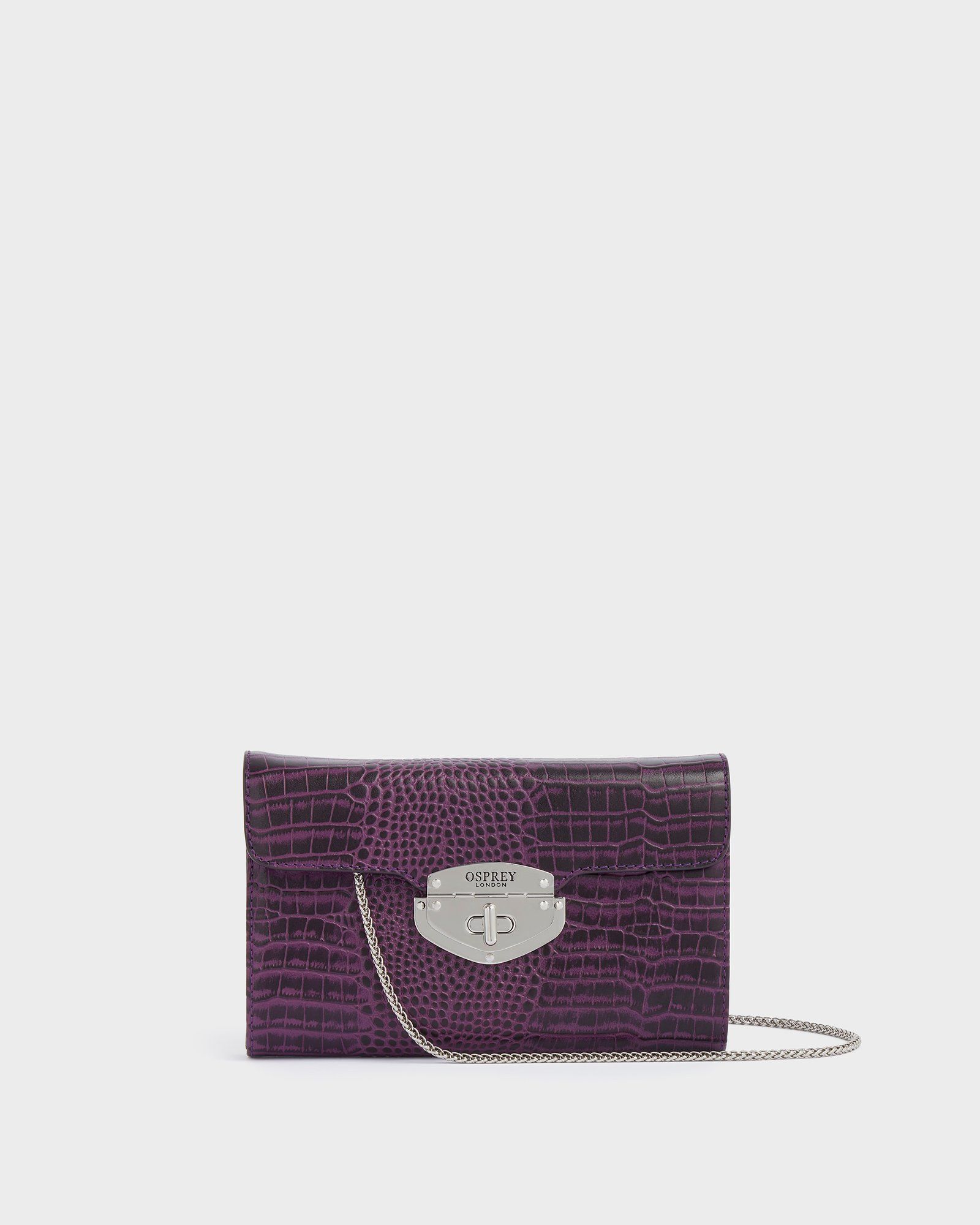The Belmont Leather Convertible Clutch in Amethyst