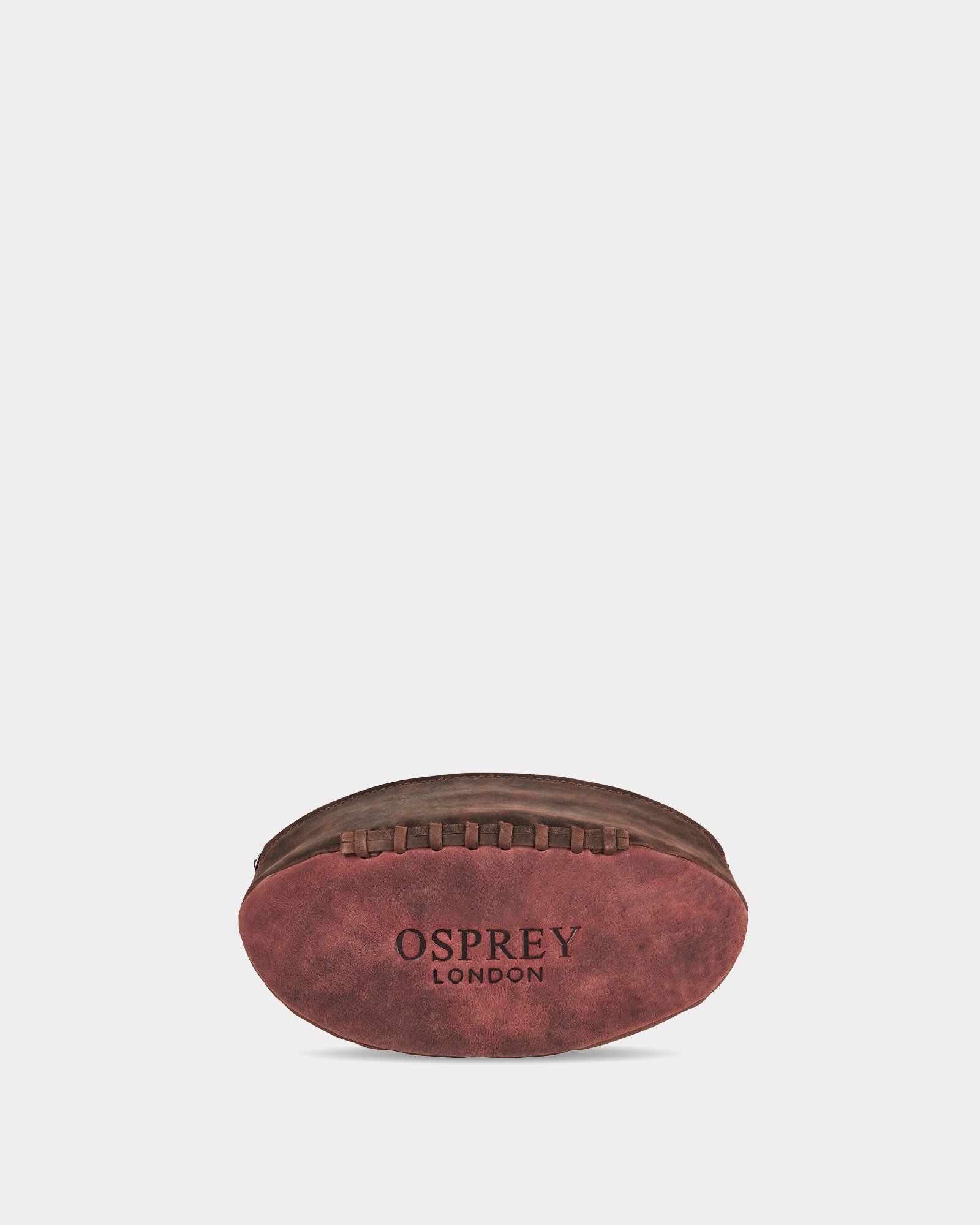 The Rugger Leather Washbag in Chocolate & Bordeaux