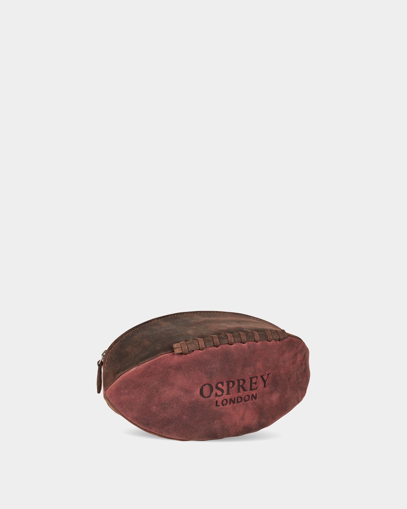 The Rugger Leather Washbag in Chocolate & Bordeaux