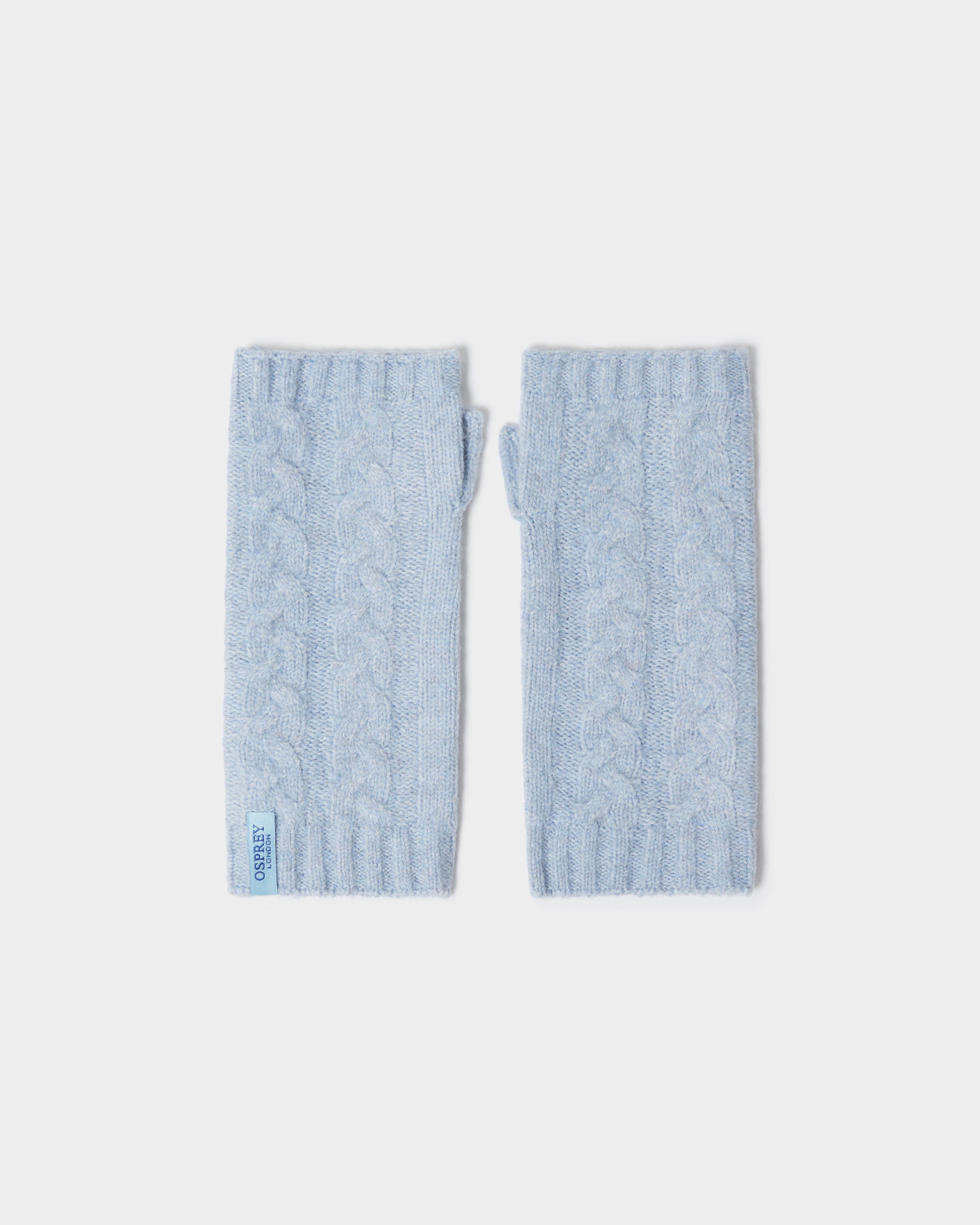 The Heathfield Wrist Warmers in Ice