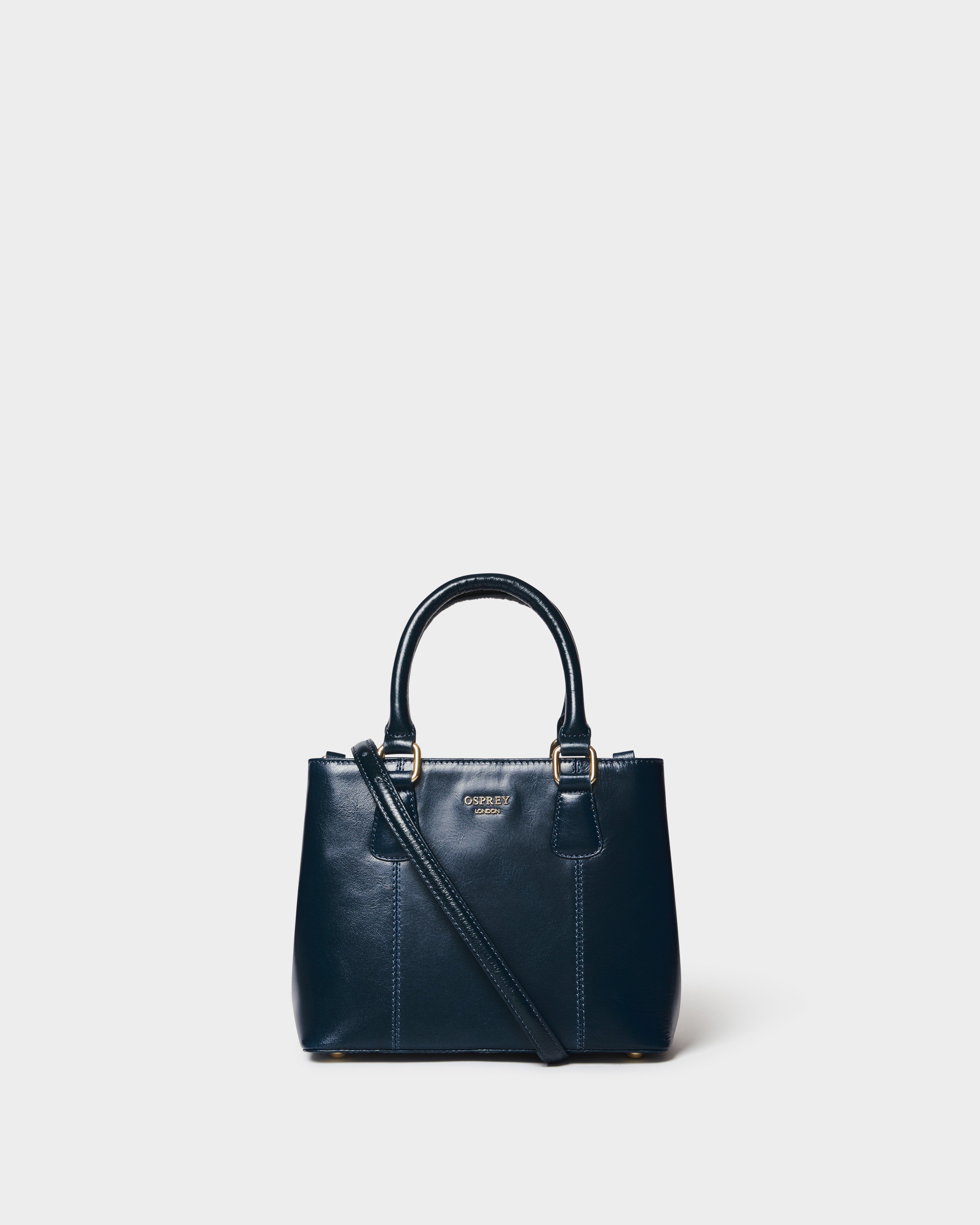 The Adaline Leather Mini Grab in French Navy