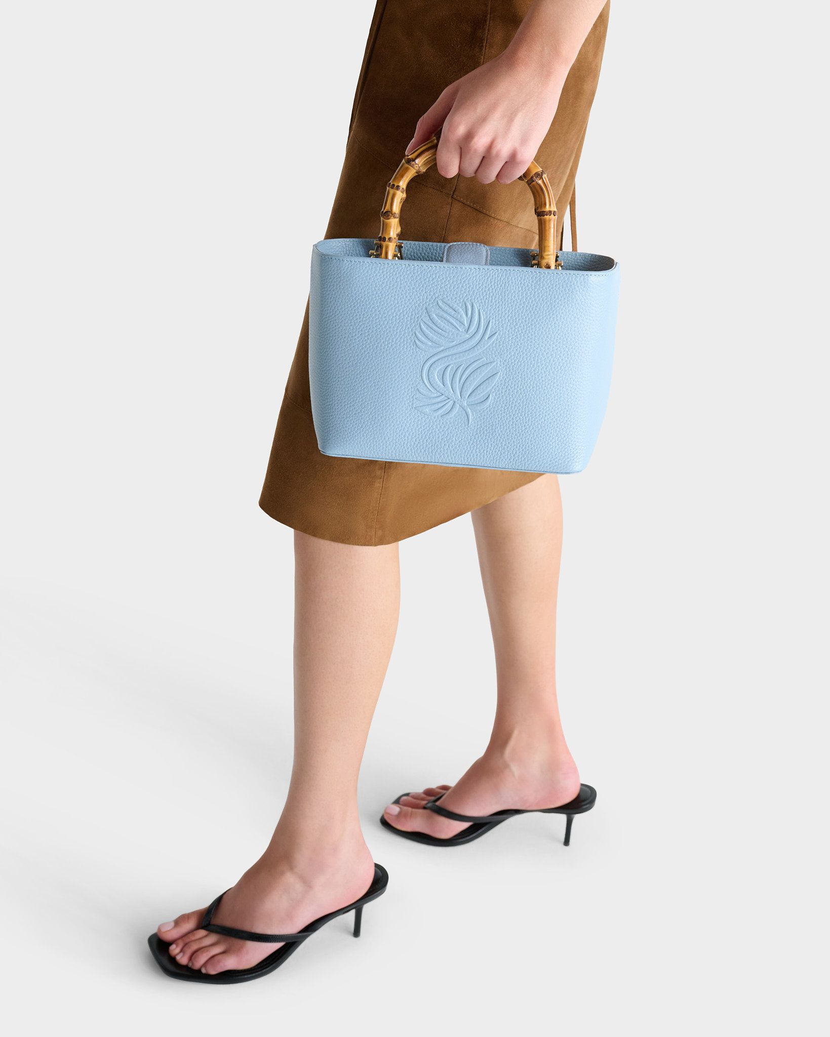 Image number 1 of The Luxe Clio Leather Mini Grab in Celestial Blue